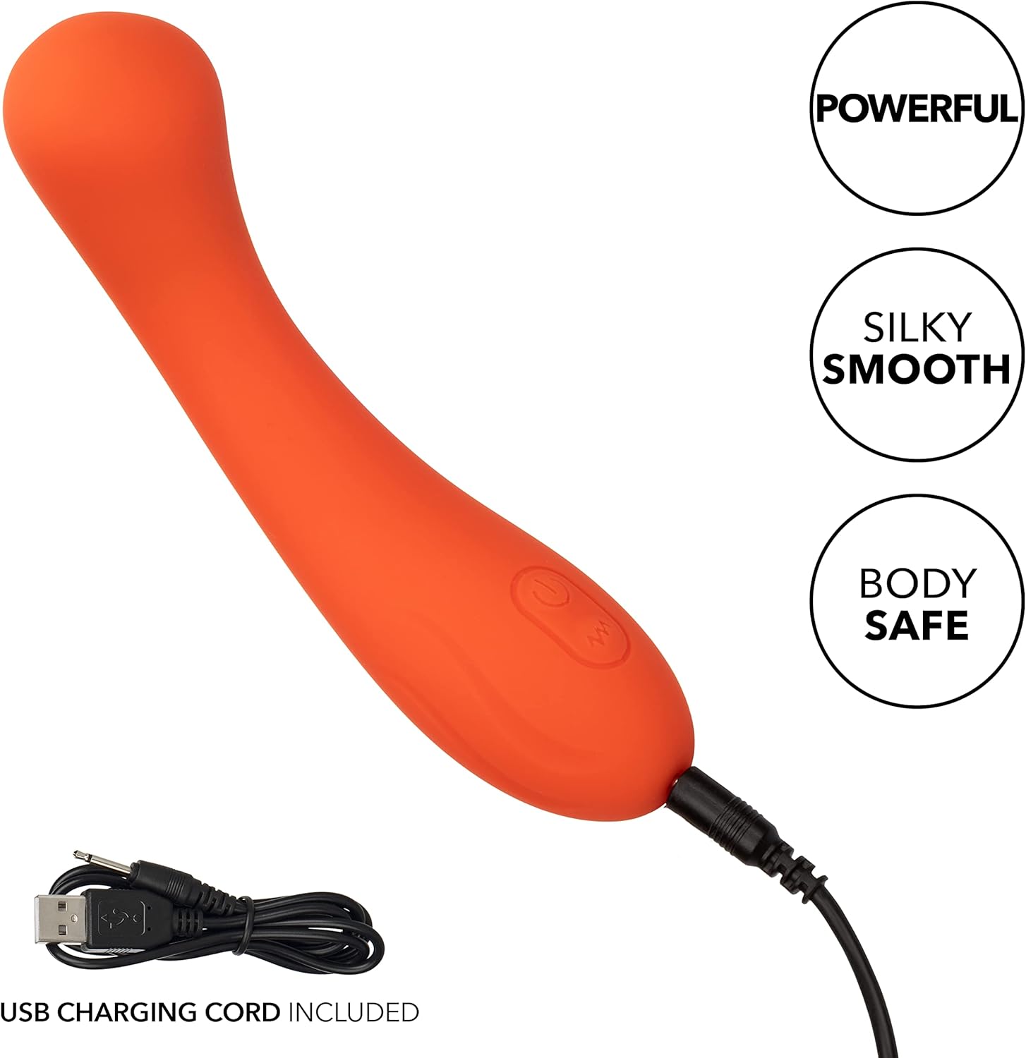 CalExotics Stella Liquid Silicone G Wand Massager – Premium Rechargeable Flex Vibrator – Sex Toy for Women– Orange