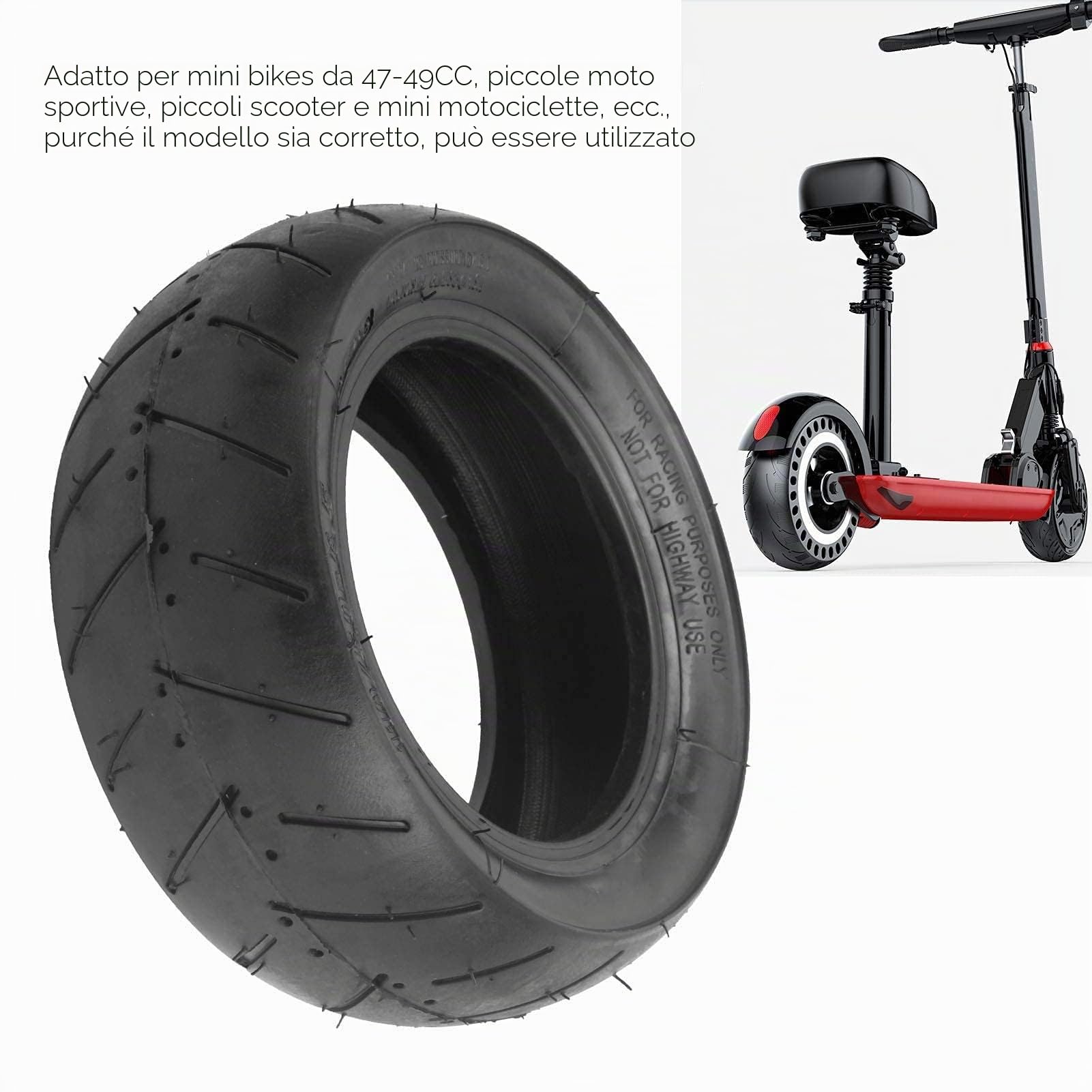 Scooter Tubeless Pneumatico 110/50 6.5 Anteriore Posteriore Moto Pneumatico Sostituzione, 47 49CC