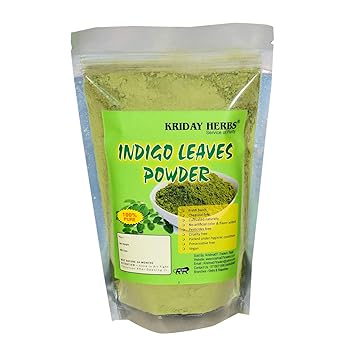 KRIDAY HERBS Natural Indigo Powder (Indigofera Tinctoria) Organically Grown, Natural Balck Dye for Herbal Hair Care, Hair Colour, Beard Color (200 Gm)