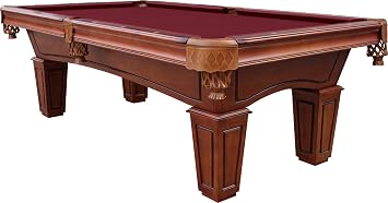 Playcraft St Lawrence 8' Slate Pool Table w/Leather Drop Pockets - Billiard Table with Solid Hardwood & 3pc Slate System - Perfect for Game Room, Office or Dens - 25 Cloth Colors