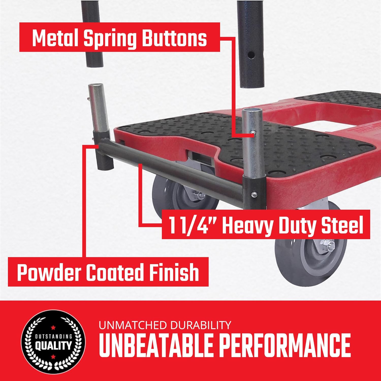 Snap-Loc Push Bar Set Converts Dolly to Push Cart, Easy Installation, Durable Steel Construction & Adjustable Height