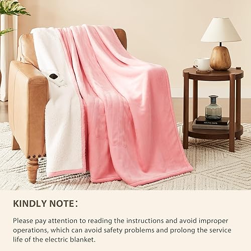 Miniatura 20 de Homemate - Manta eléctrica térmica con apagado automático en 1, 2, 4, 6 u 8 h, 10 niveles de calor, tela de franela y sherpa, protección contra 01