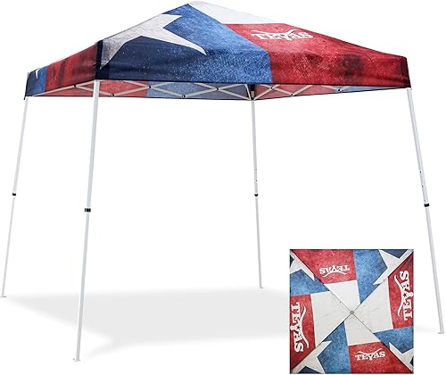 EAGLE PEAK Tienda de campaña desplegable con bandera de Texas de 10 x 10 pulgadas, fácil instalación para una persona, toldo de playa al aire libre,
