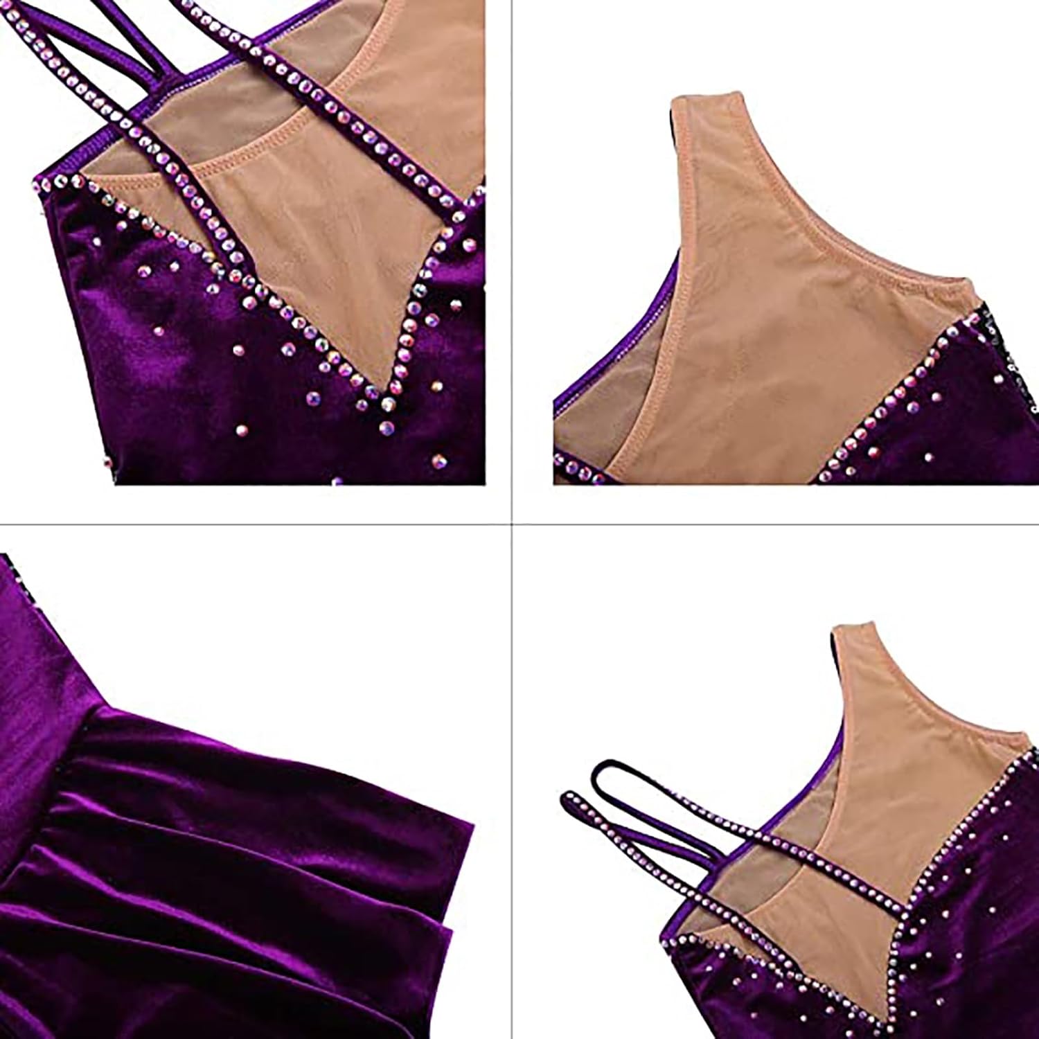 Figure Ice Roller Skating Dress Girls' Sport Clothing for Ice Skating One Piece Outfit for Training Performance