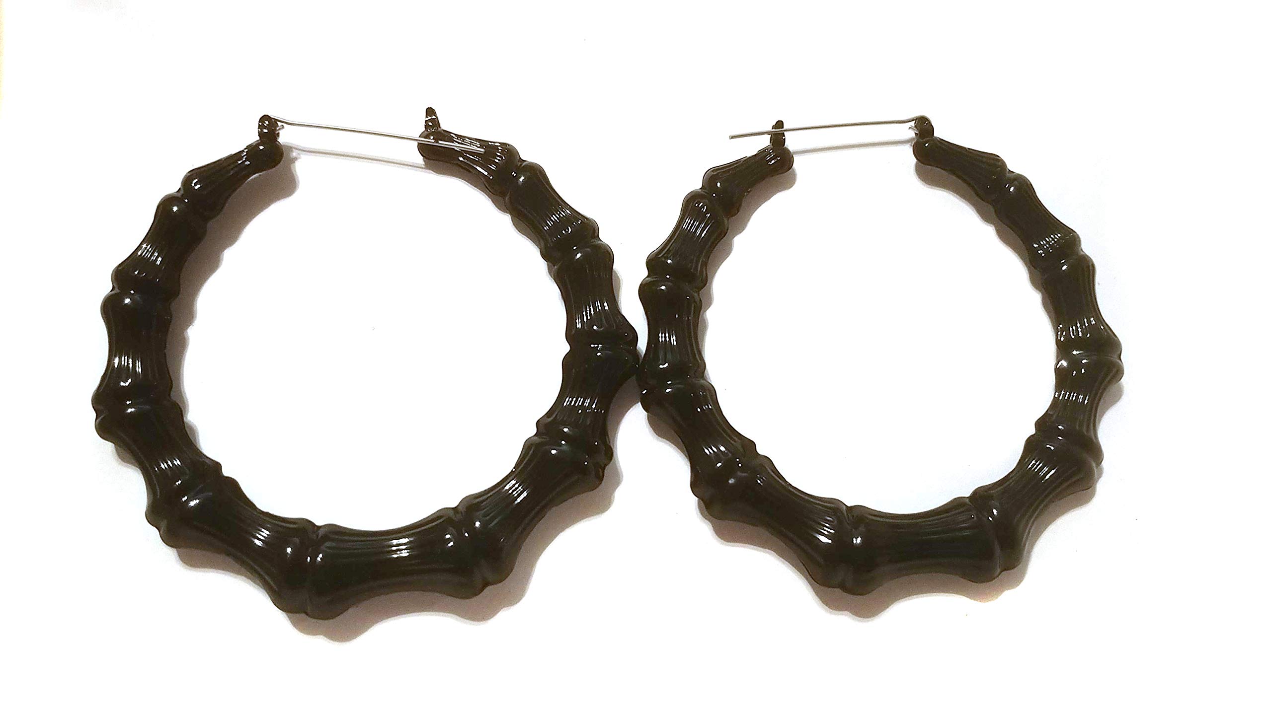 Large Bamboo Hoop Earrings Assorted Colors 3 inch Hoop Earrings Full Circle Hoops