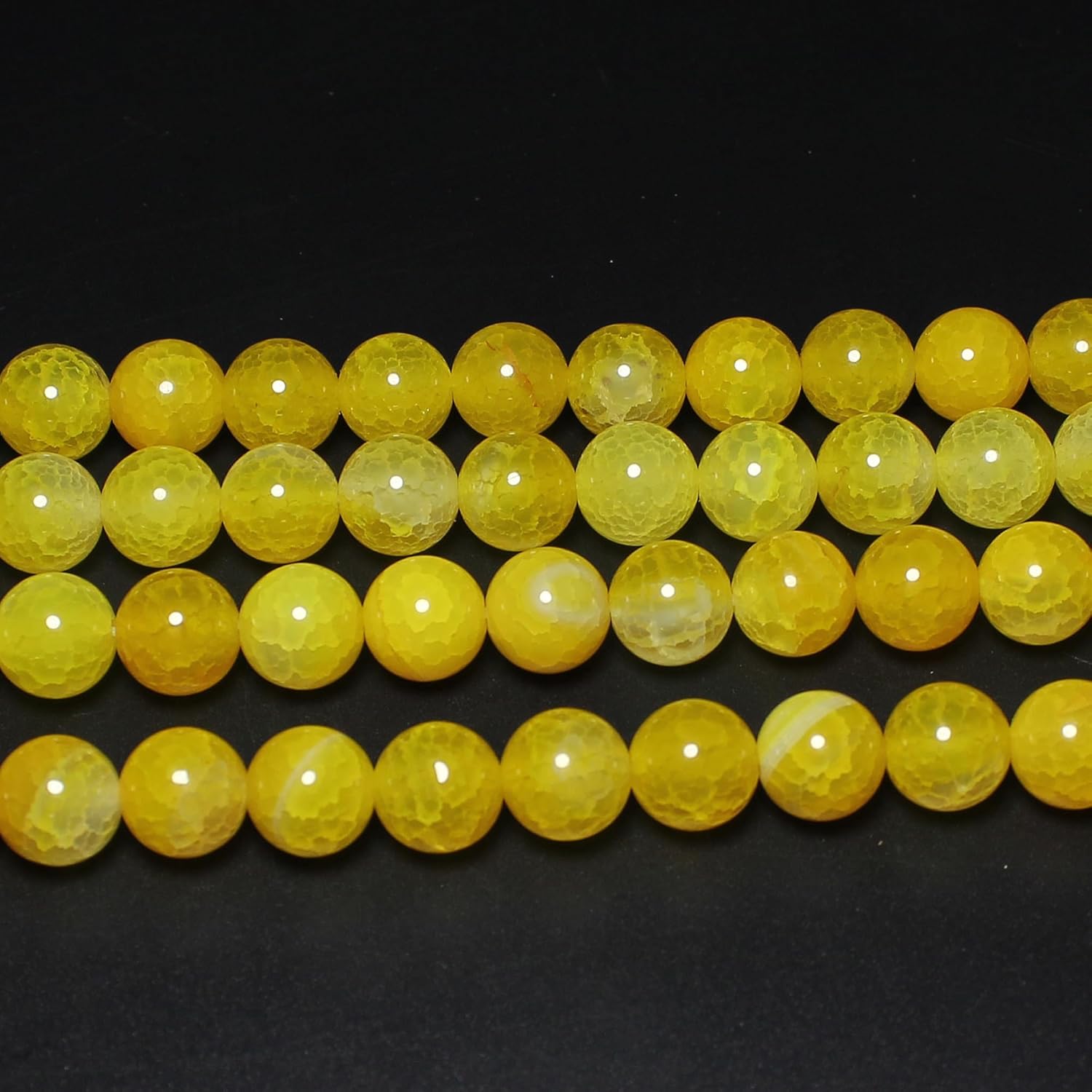 MJDCB Natural Stone Beads 10mm 35pcs Round Yellow Dragon Vein Agate Loose Gemstone Bead Charms for Jewelry Making Bracelet Necklace Earring Pendant - Image 4