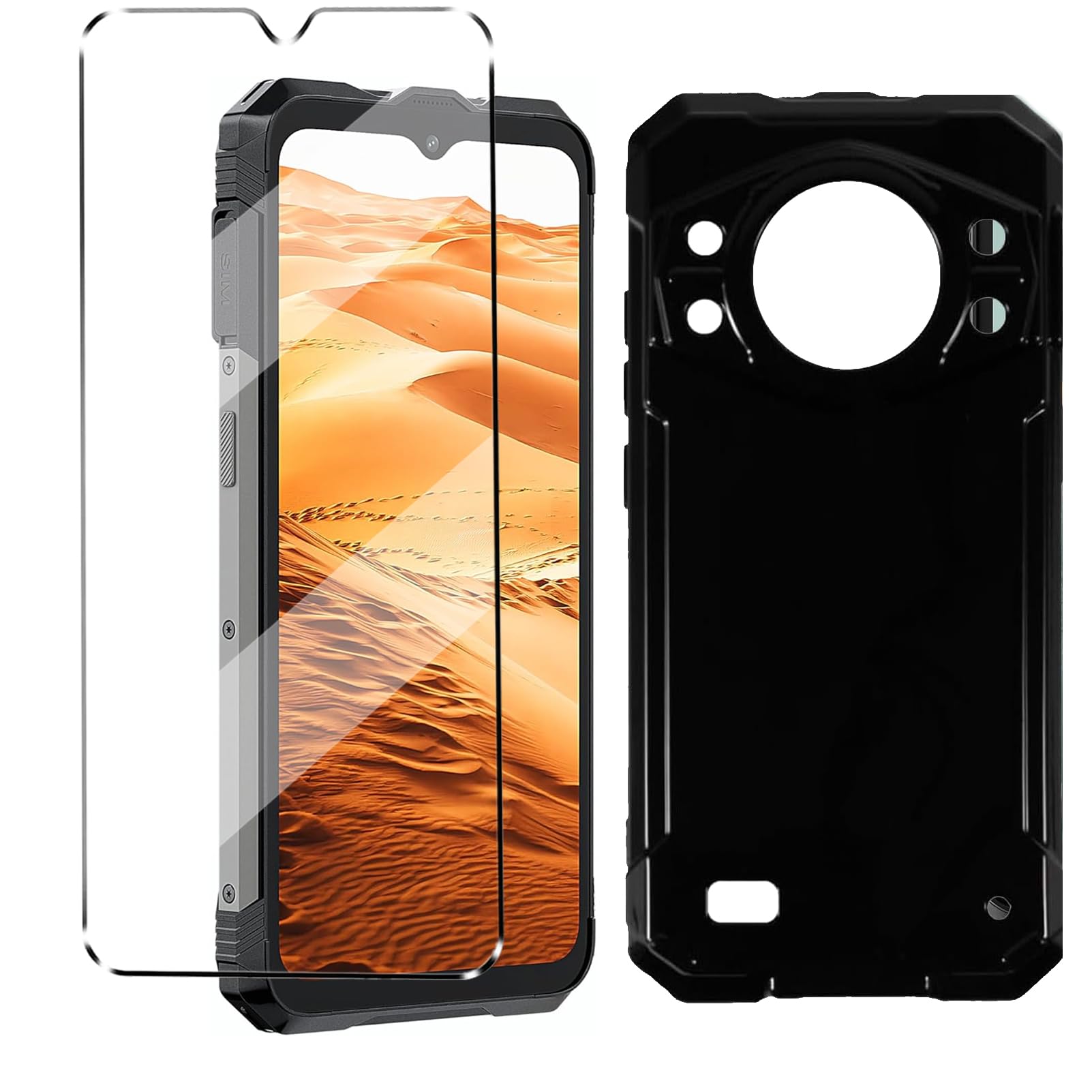 HuiYouMY 2-in-1 Case Compatible with Cubot Kingkong AX Cover with 1 Pack Tempered Glass Screen Protector for Cubot Kingkong AX Slim Fit Soft TPU Shockproof Anti-Scratch Phone Case Cover