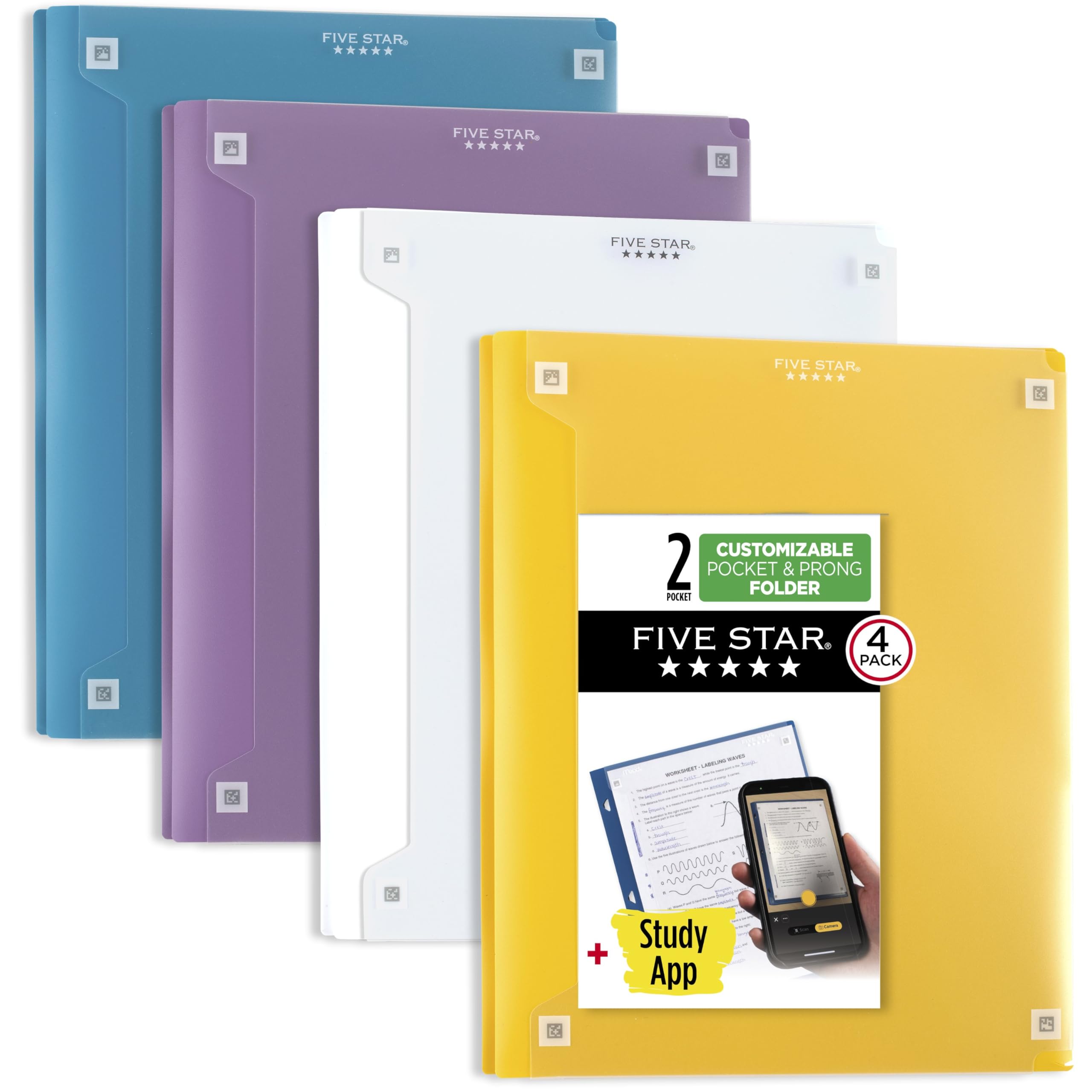 Amazon.com : Five Star 2-Pocket Folder + Study App, 4 Pack