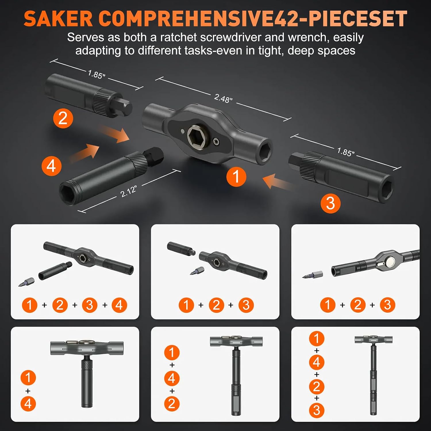 42 in 1 Magnetic Screwdriver Set, Multi Bit Ratcheting Repair Tool Kit with Storage Case, Portable DIY Screwdriver Set for Computer, Furniture, Bicycle, Watch, Eyeglass, Great Gift for Men