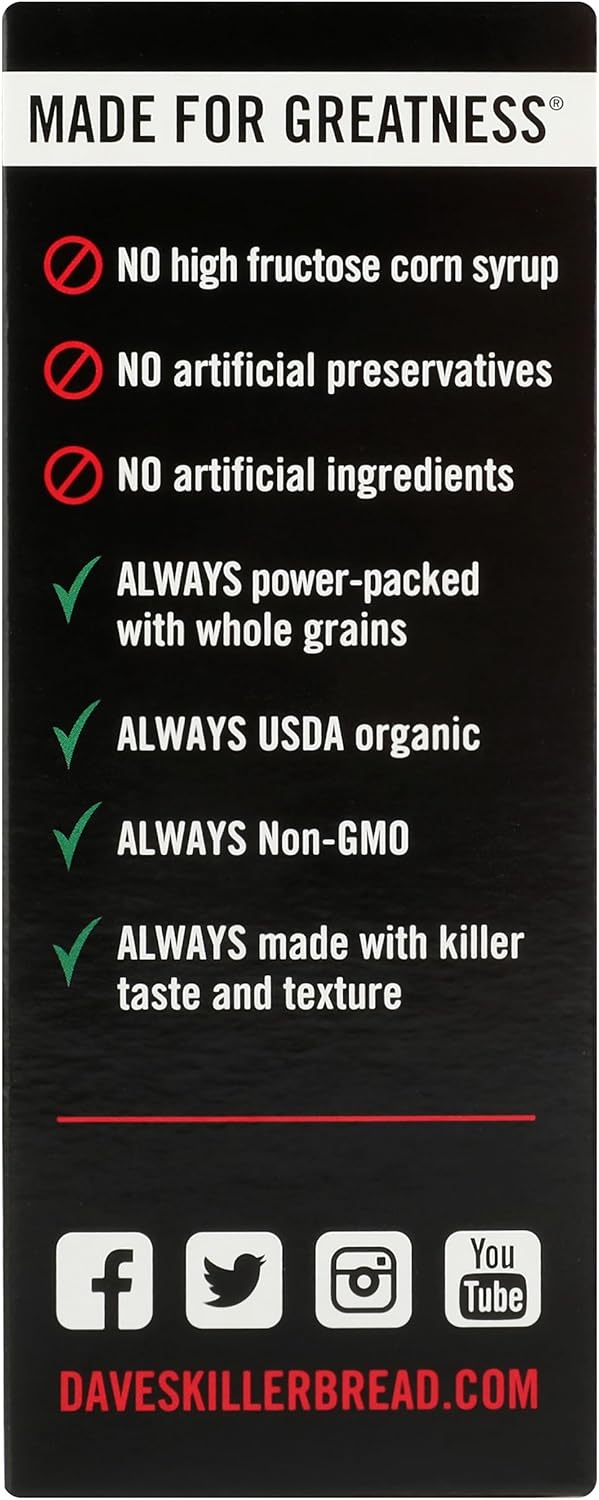 Dave's Killer Bread Organic Snack Bar, Cocoa Brownie Blitz, 16g Whole Grains, No Artificial Ingredients or Preservatives, Kosher, USDA Certified Organic, Non-GMO, 4 Count, 7 Ounce (Pack of 6)