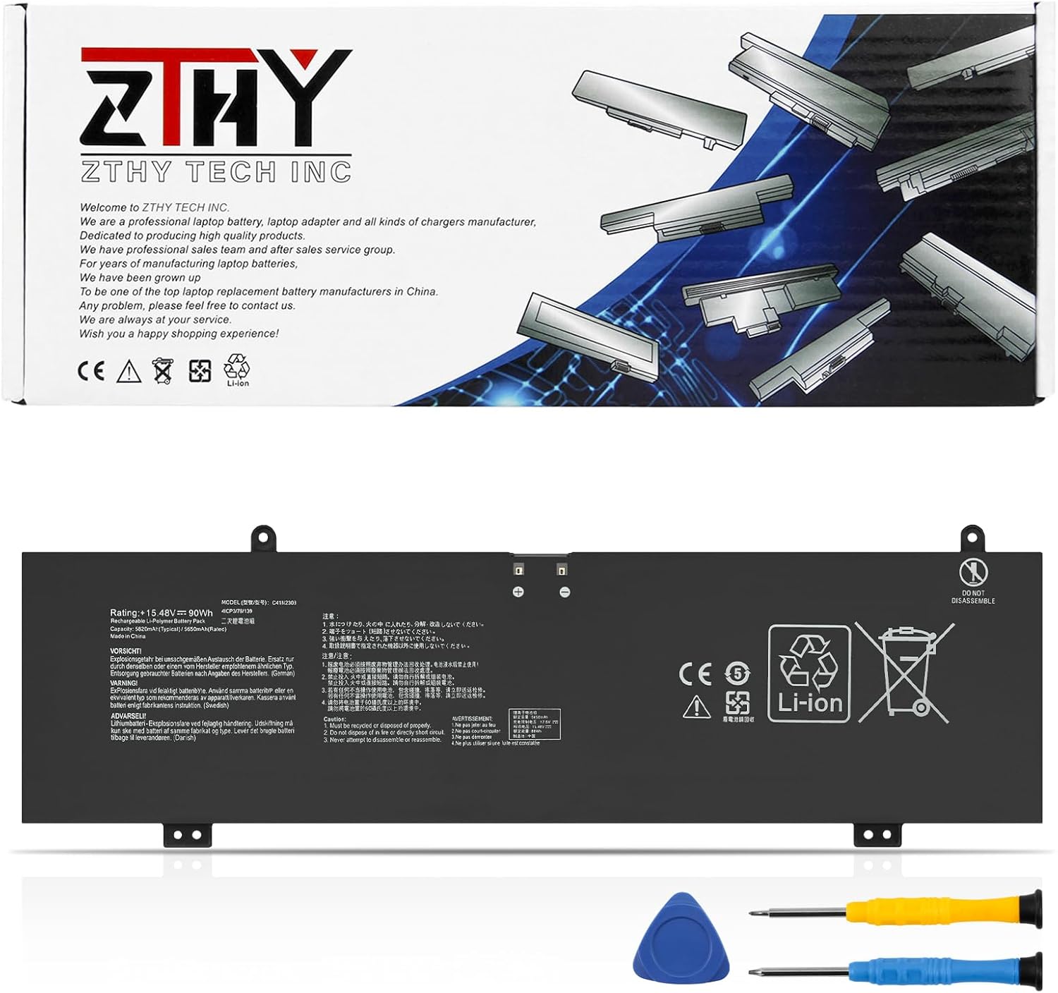 C41N2303 Laptop Battery Replacement for Asus ROG Zephyrus G16 GU605M GU605MI GU605MU GU605MV GU605MY GU605MZ GA605WI TUF Gaming A16 FA608WI FA608WU FA608WV FA608FM ProArt P16 H7606WI H7606WV H7606WU