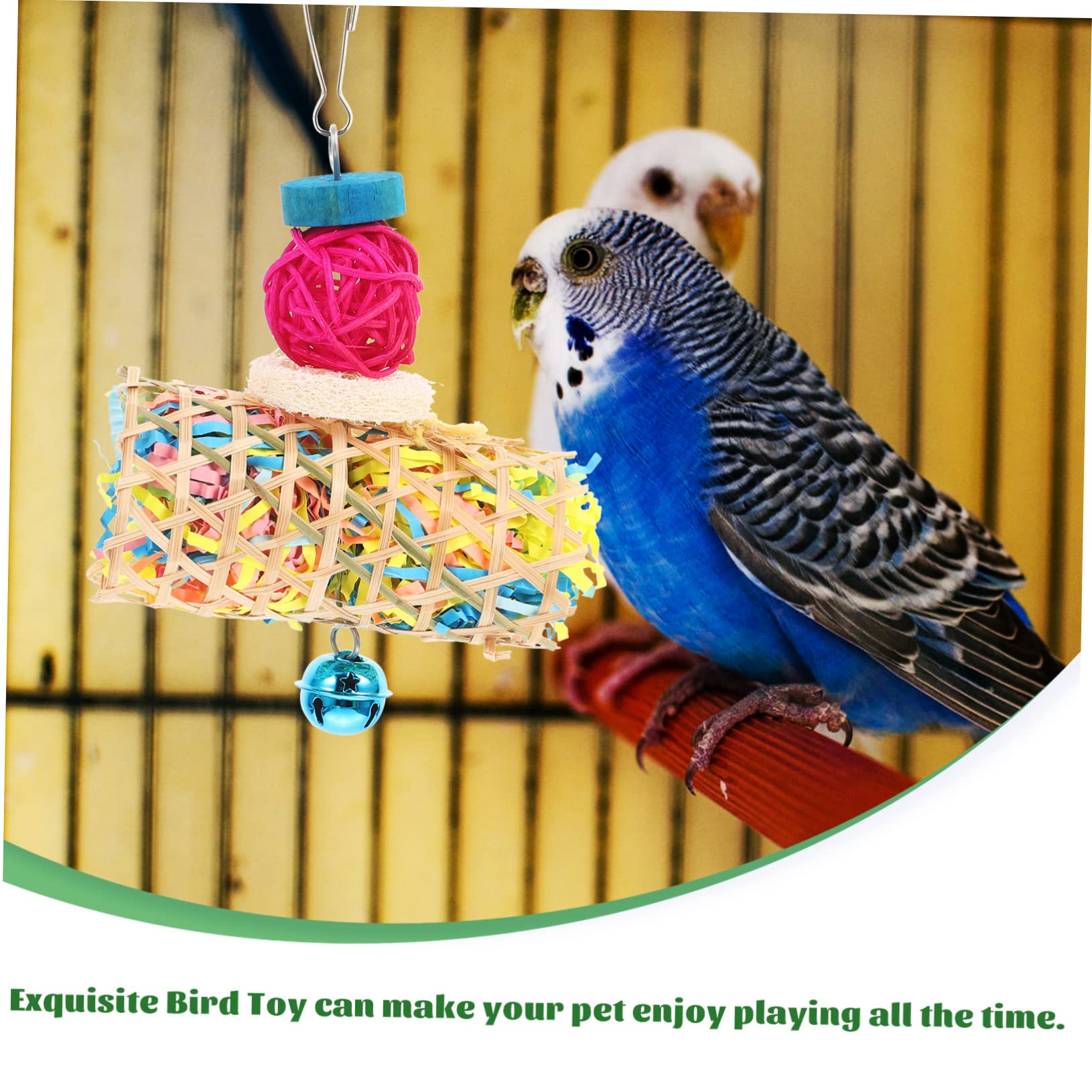 1 Juego Periquitos y Colgante Masticación Coloridas Resistente y Duradero para Jaulas Forraje y Entretenimiento para Pájaros