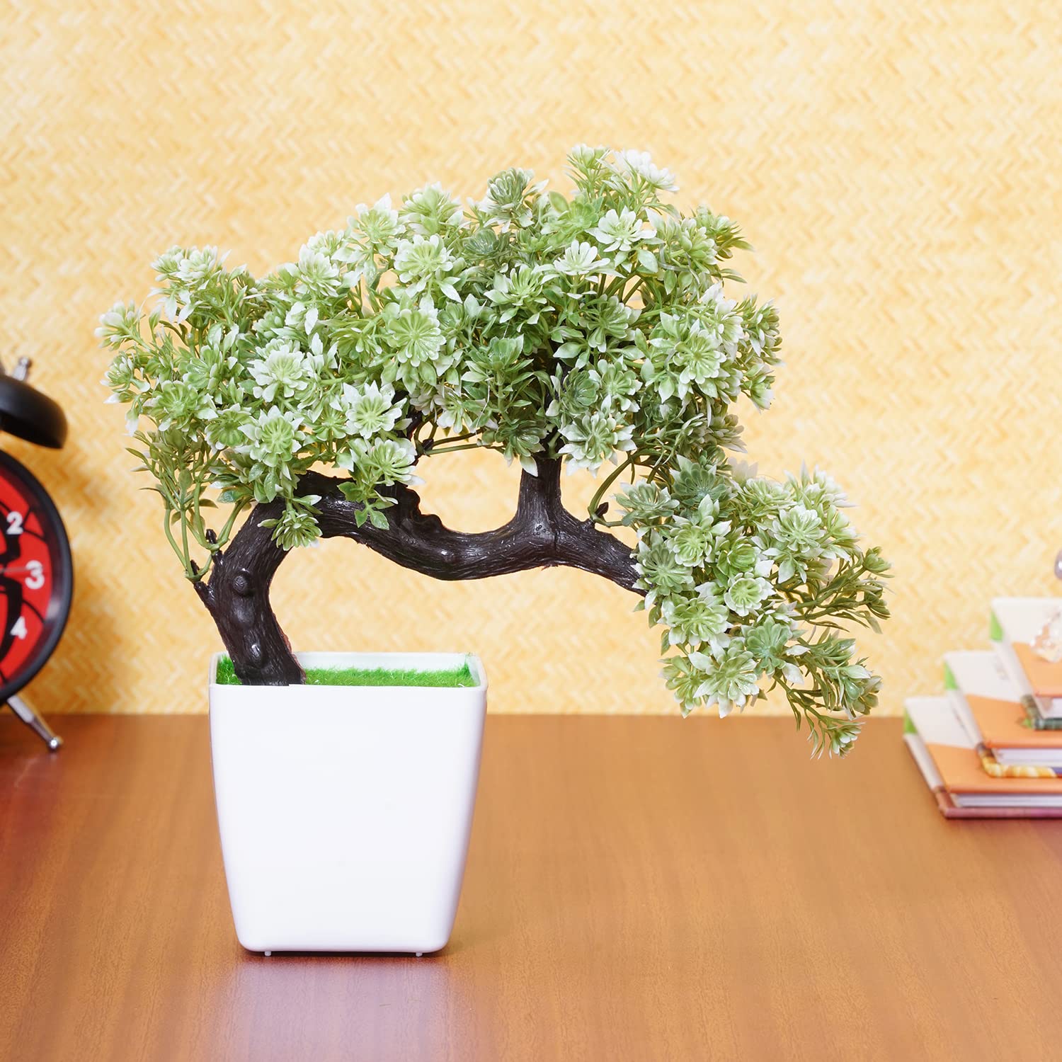 Dekorly® Artificial Colourful Wild Bonsai Plants for Home Decor | Artificial Plants Outdoor, Plastic Plants for Home Office Desk Bathroom Bedroom (White)