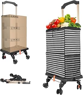 SELORSS Foldable Shopping Cart with 360° Rolling Wheels,Stair Climbing Grocery Cart with Removable Waterproof Shopping Bag, Large Capacity Utility Carts for Grocery Shopping Transport(Black)