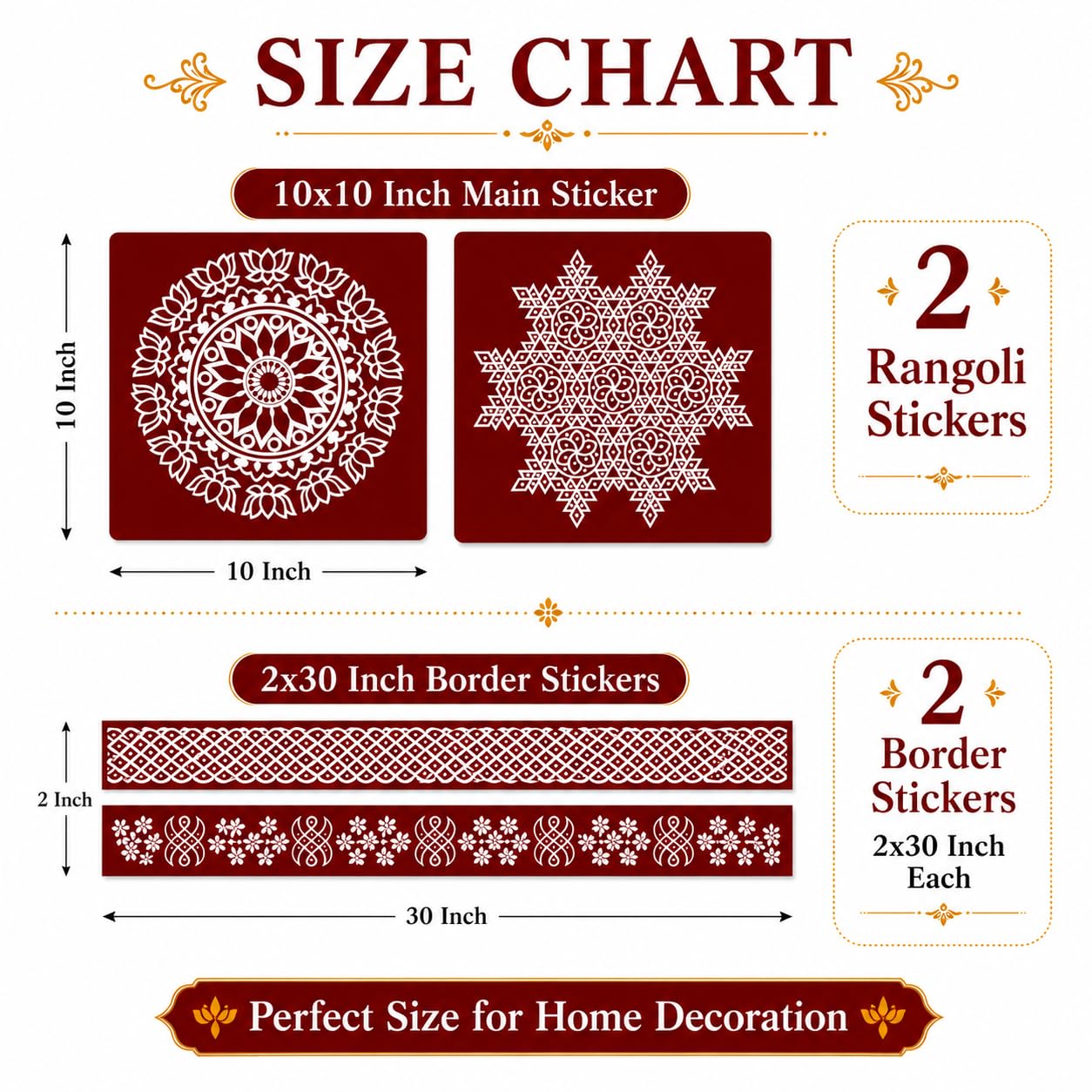 Rangoli Stickers - Diwali & Festival Decor -3 Rangoli Stickers - Diwali & Festival Decor -3