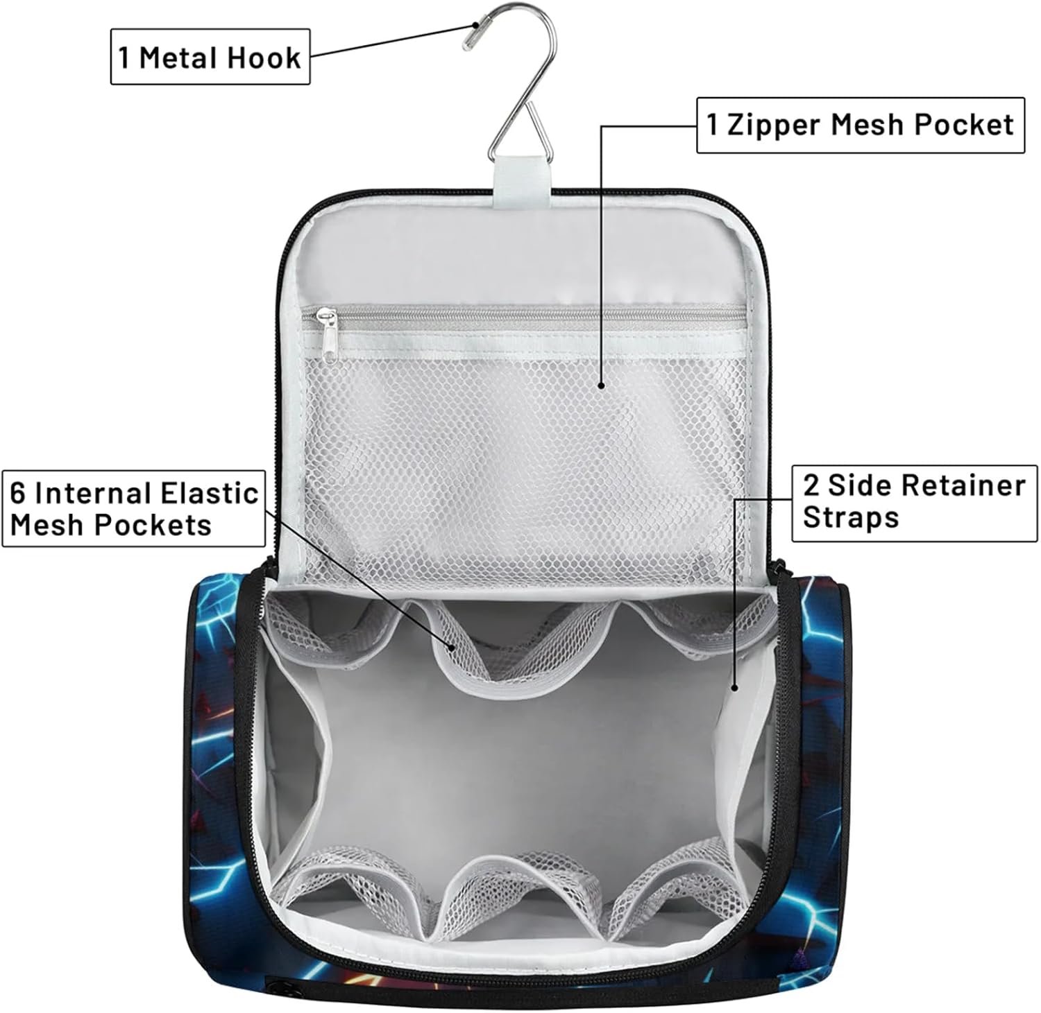 cfpolar Toiletry Bag for Women, Universe Galaxy Geometry Hanging Travel Toiletry Bag, Water-resistant Cosmetic Makeup Organizer for Toiletries and Cosmetics, Bathroom Shower Bag with Handle and Hook