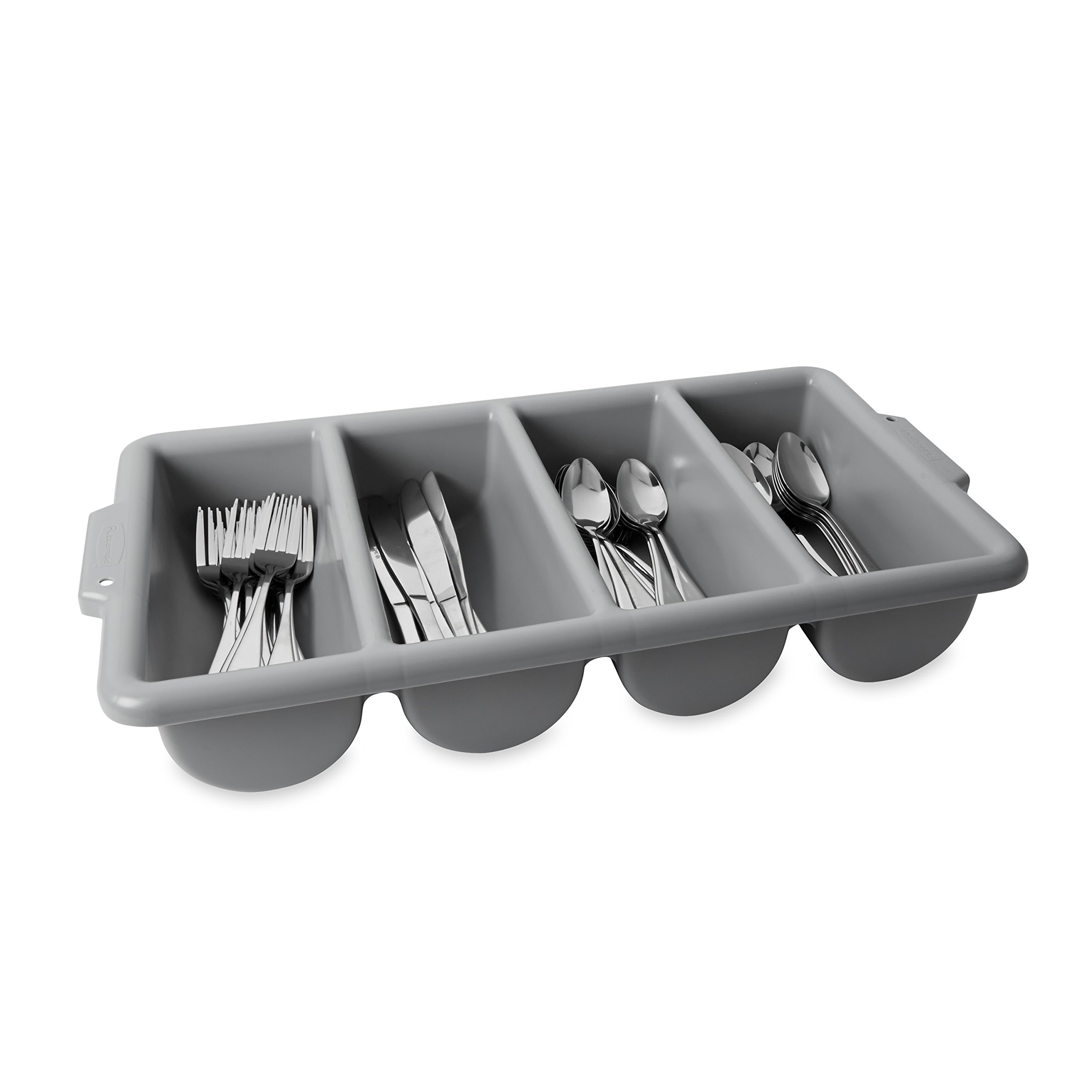 Rubbermaid Commercial Products 4-Compartment Cutlery Bin, Gray, Supplies for Restaurant Kitchen Use
