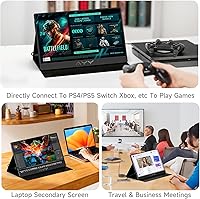 Vista 4 de AYY Monitor portátil para portátil de 15 pulgadas, FHD 1080P USB-C HDMI, monitor de viaje externo para computadora, segunda pantalla, HDR IPS