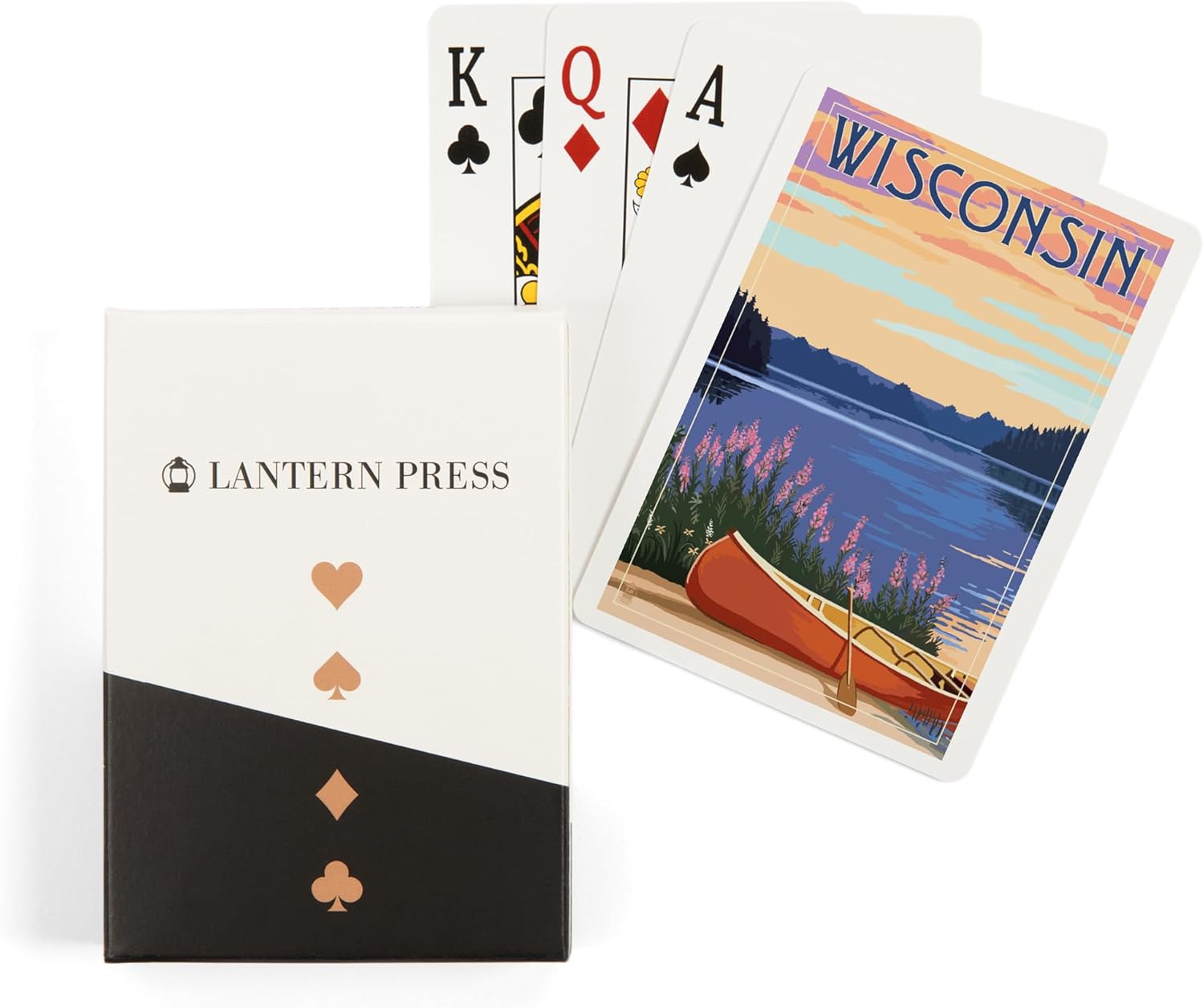 Lantern Press Wisconsin, Canoe and Lake, 52 Playing Cards for Adults, Poker Size Card Deck