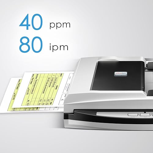 Miniatura 9 de Plustek PL4080 - Escáner versátil de alta velocidad, cama plana + ADF todo en uno. Con alimentador de documentos de 50 hojas y escaneo de cama plana