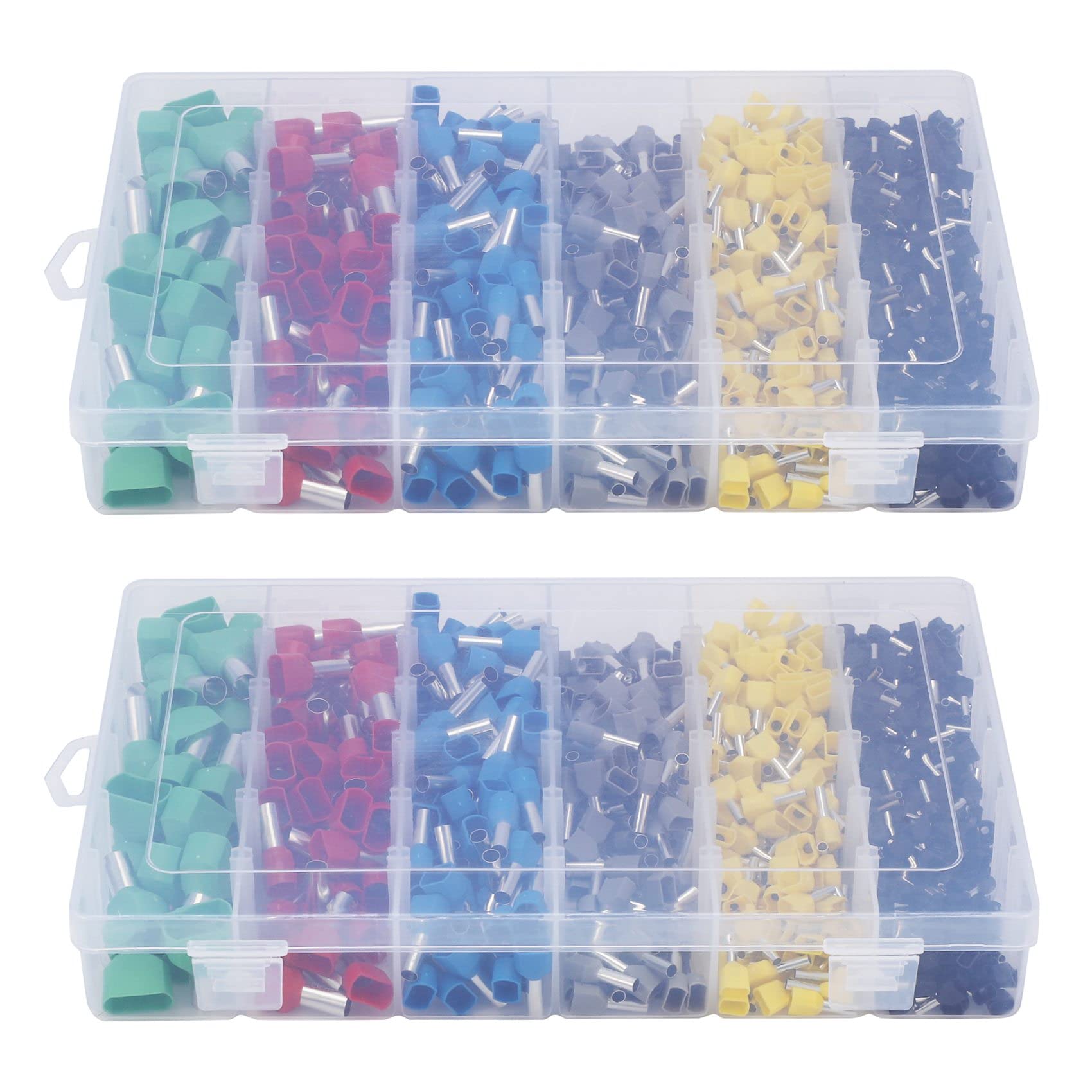 Jnchdghwa 1560Pcs Dual Bootlace Ferrule Teminator Kit Electrical Crimp Dual Entry Cord End Wire Terminal Connector