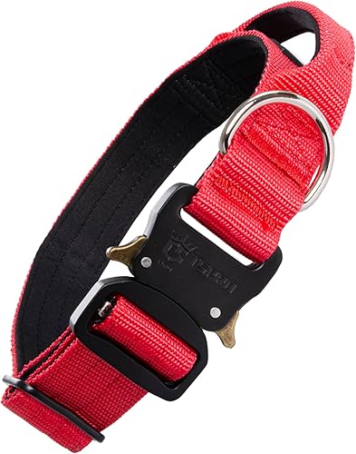 TSPRO Collar de perro de alta calidad con asa, collar de perro grueso, ajustable, resistente y de liberación rápida, hebilla de metal para perros