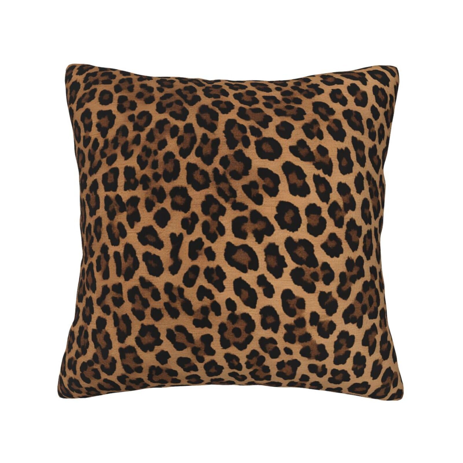 Housses de coussin velours motif léopard sauvage 66x66cm grand format sofa lit