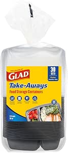 Glad Take-Aways 30-Pack Snap-Seal 2-Compartment Food Storage Containers
