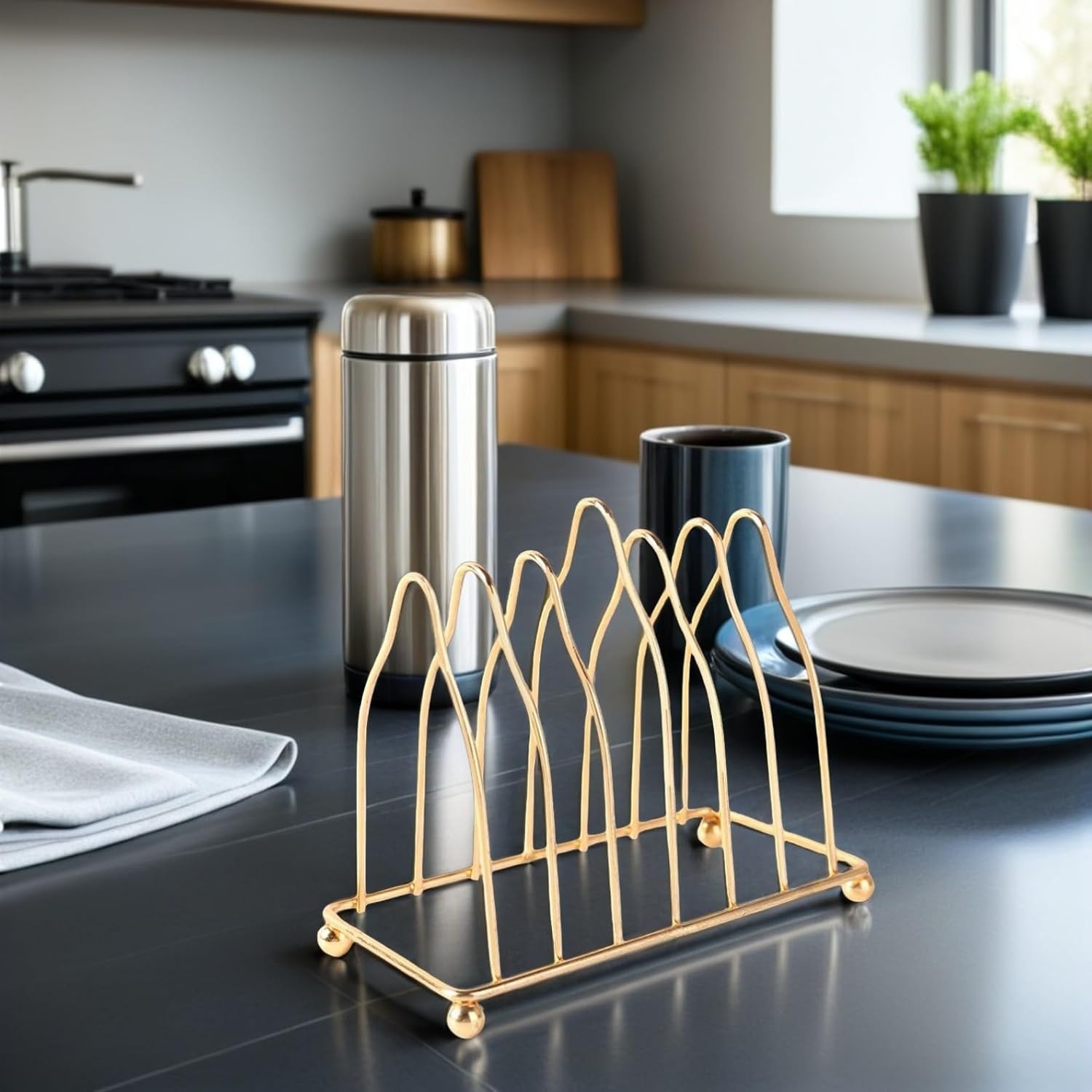 Cabilock Decorative Plate Holder Wear Resistant Plate Stand for Countertop Storage Delicate Plate Rack for Kitchen Organization and Stylish Living Decor