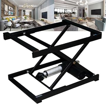 Electric Scissor Lift Table, Height Adjustable Electric Lifting Platform with Wireless Remote Control, Folding Iron Frame Height Adjustable Working
