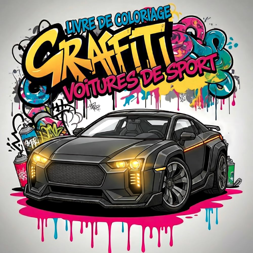 Livre de Coloriage Graffiti Voitures de Sport: 50 Designs Créatifs de Street Art pour Enfants, Adolescents et Adultes dès 8 ans – Idéal pour la Détente et le Plaisir