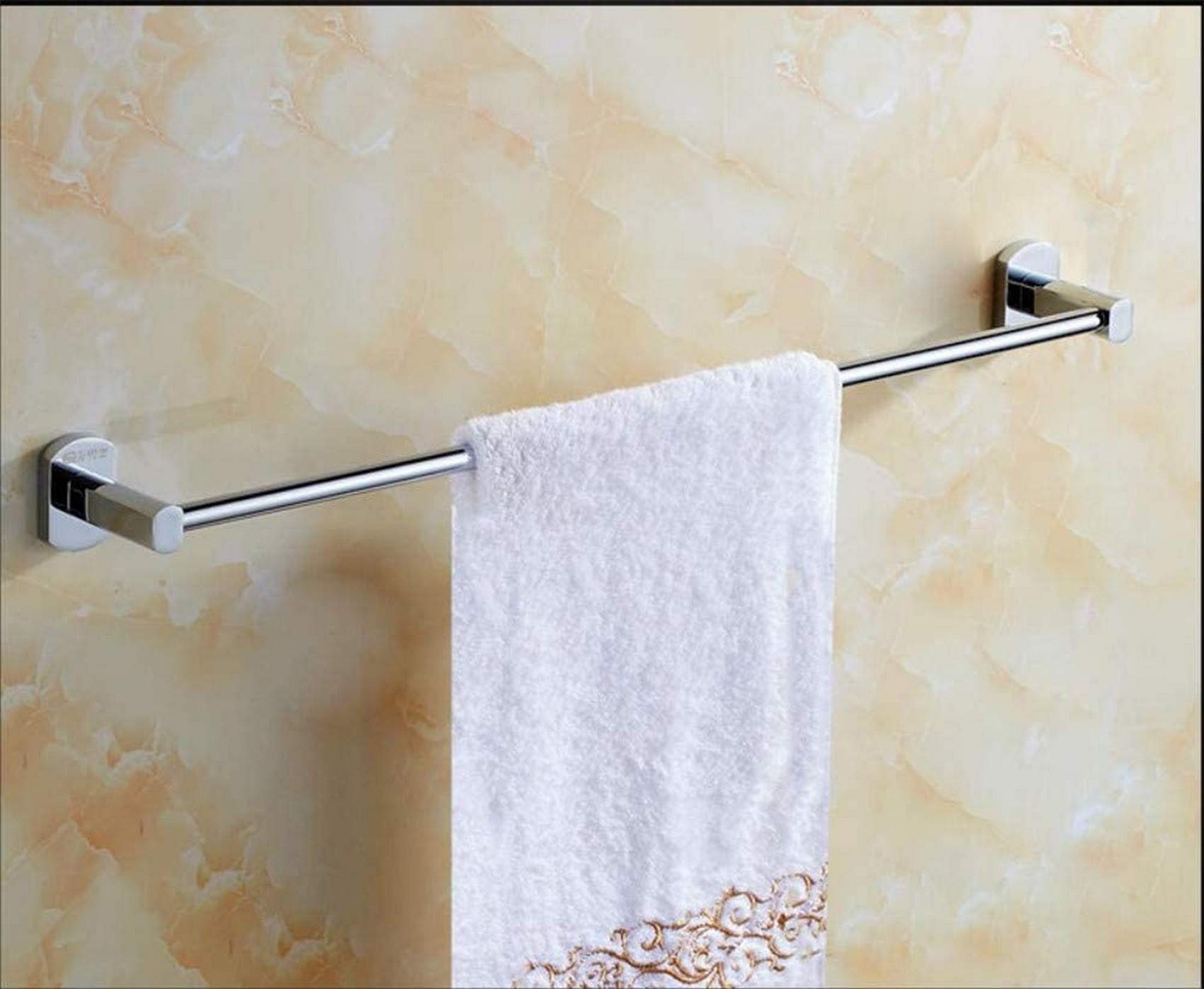 FGXHHS Bathroom Towel rack,All copper Single rod towel bar,Thick Corrosion resistant hanger Punch Free punching Dual use-D 55cm(22inch)