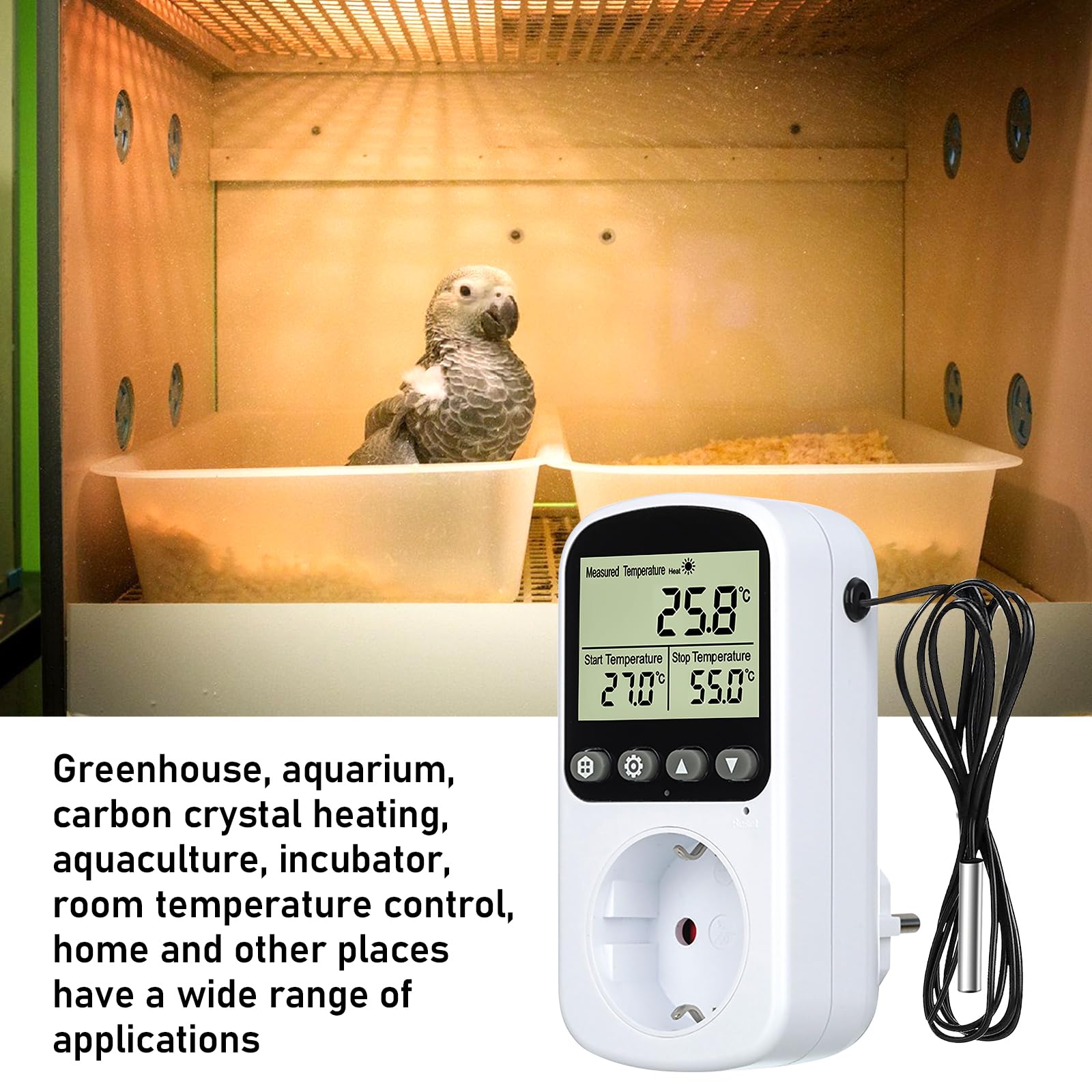 Prise Thermostat Numérique, Prise Thermostatique Numérique, LCD Prise De Thermostat Numérique, Prise De Contrôleur De Température, Thermostat Terrarium, pour Incubateur, Serre, Aquarium