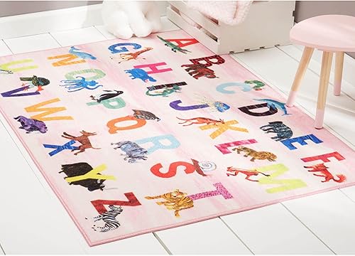 Miniatura 19 de Eric Carle Elementary Blue Alphabet Kids Machine Washable Area Rug Blue/Orange, 35"x51