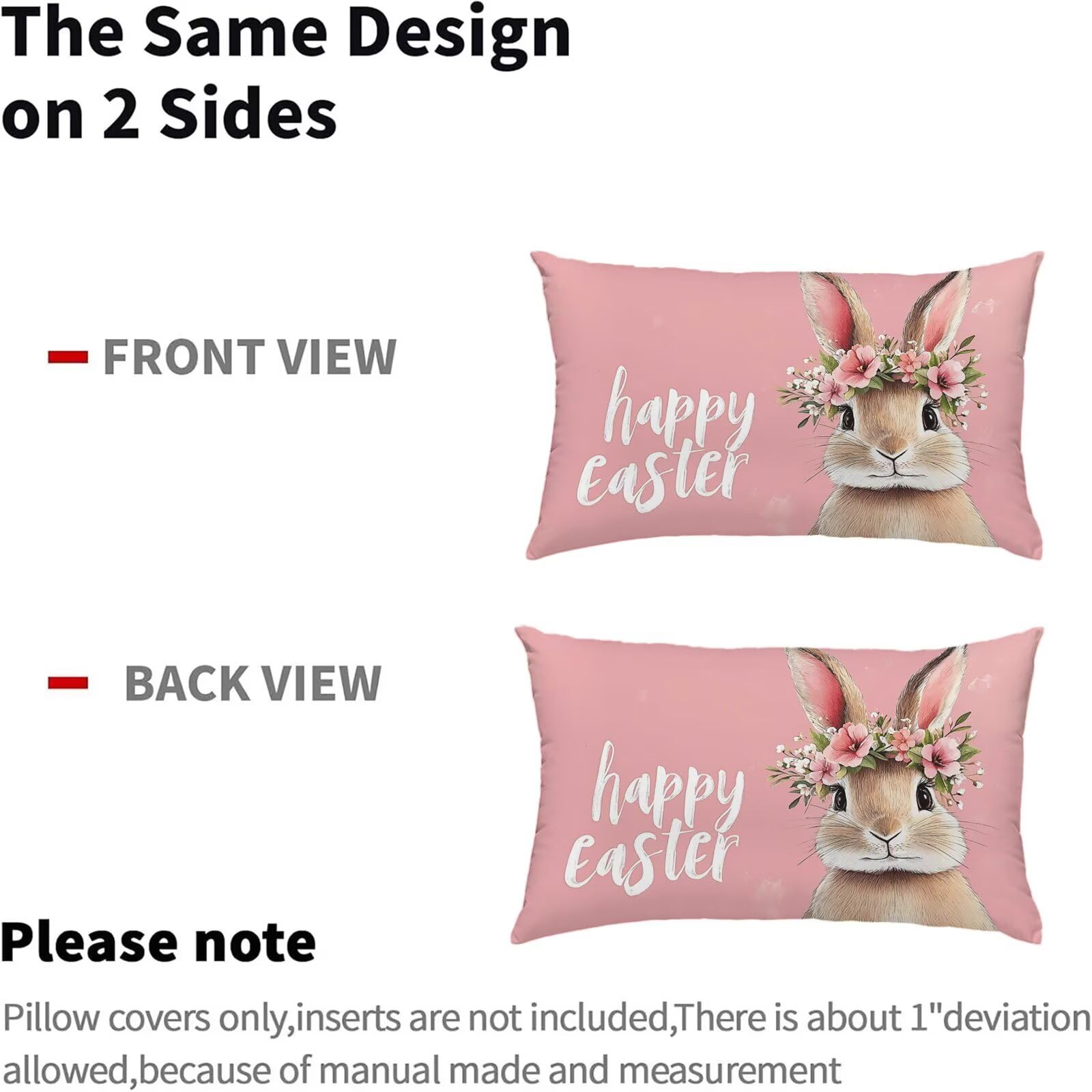 Lapin Taies d'oreiller 70 x 90 Housse Coussin Velours Lot de 2, Taie Oreiller Rose Housse de Coussin Impermeable pour Salon Lit Jardin, Douce & Respirante avec Fermeture Éclair Invisible S6-699