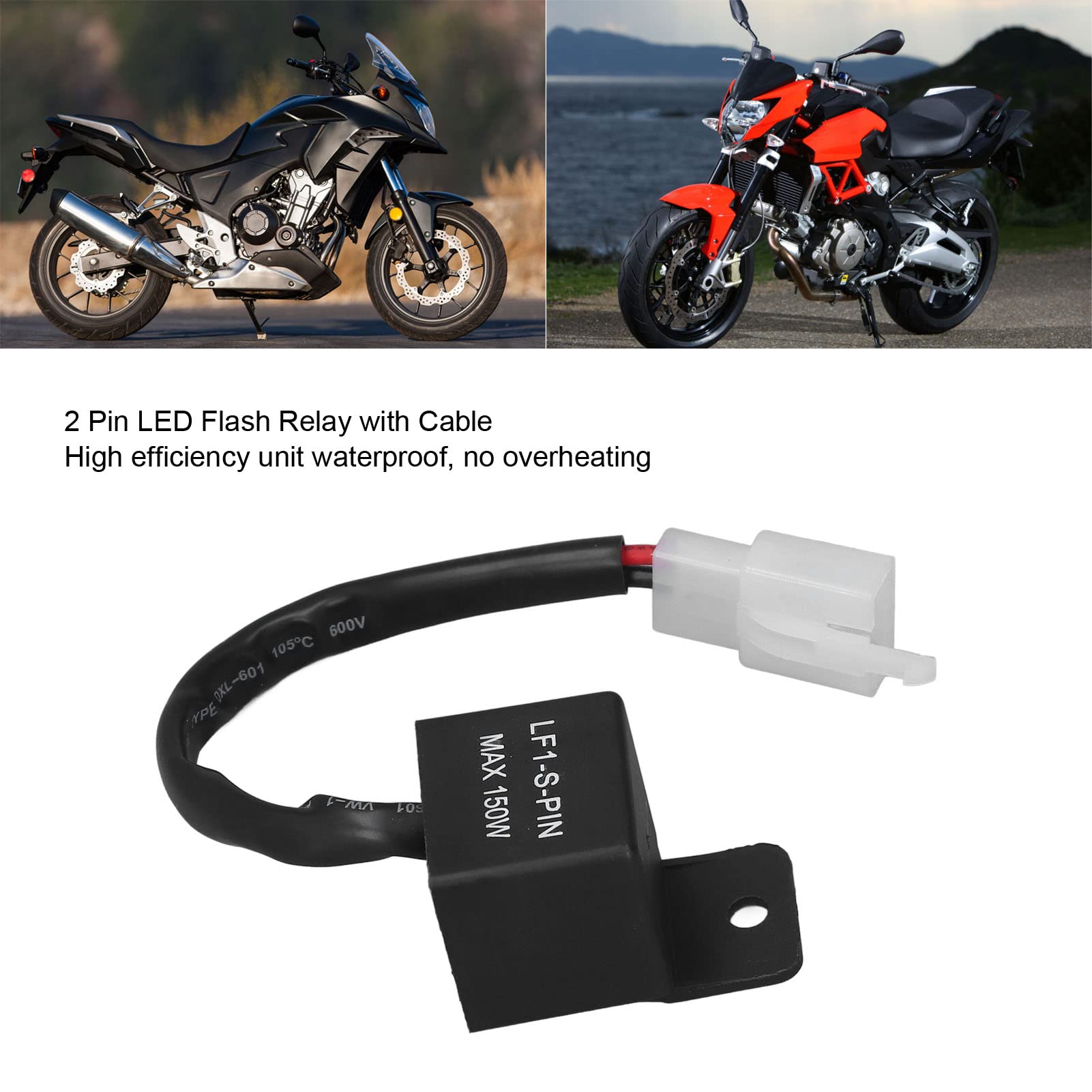 Relais Clignotant LED Moto 12V - 2 Broches - Compatible Clignotants LED - Puissance Max 150W - Sans Résistance - Lot De 2 Pièces - 9