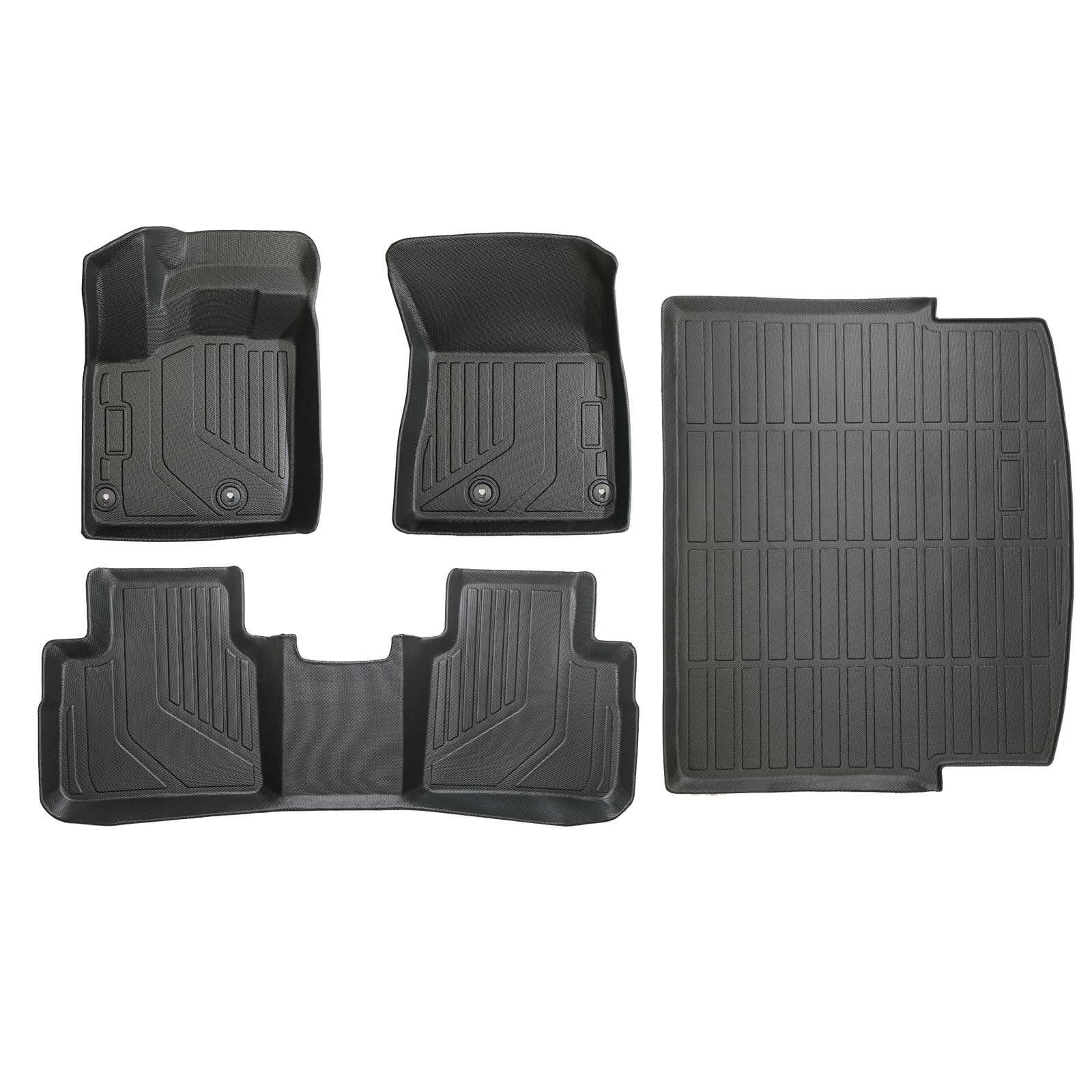 All-Weather Floor Mats for Nissan Rogue 2021-2026, Custom Fit TPE Floor Liners Full Set (1st & 2nd Row + Cargo Mat) | Heavy-Duty Black Car Accessories | Not for Nissan Rogue Sport Accessories