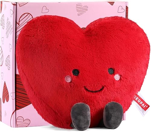 Miniatura 1 de Animales de peluche de corazón de amor, almohadilla térmica para microondas para calambres y dolor, almohada en forma de corazón, felpa suave para