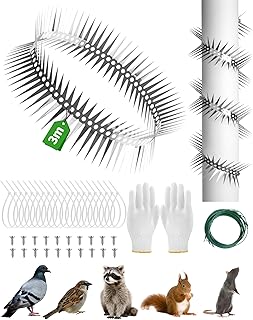 Marderschutz Fallrohr Edelstahl 3m, Marderabwehr Fallrohr Taubenabwehr Spikes Vogelabwehr Marderabwehr Katzenabwehrgürtel mit Zubehör für Fallrohr Baum Dachrinne, Schutz vor Marder Waschbär Tauben