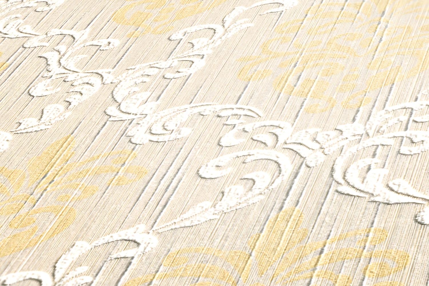 Profhome Barock Tapete 956297-GU Textiltapete creme gold beige 0,53 m x 10,05 m / 5,33 m2