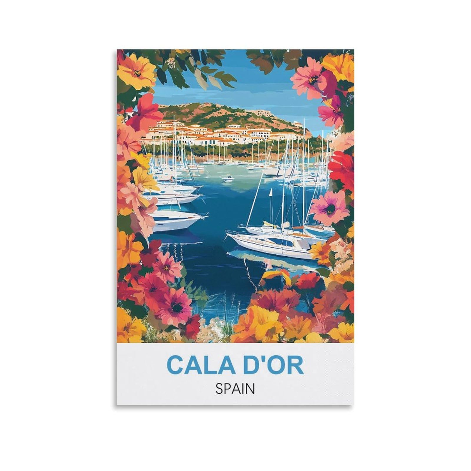 Whcheeh Unframe-Style Cala D'or Spain Vintage Travel Posters 12X18inch(30X45cm) Canvas Art Print Wall Art Decor Picture