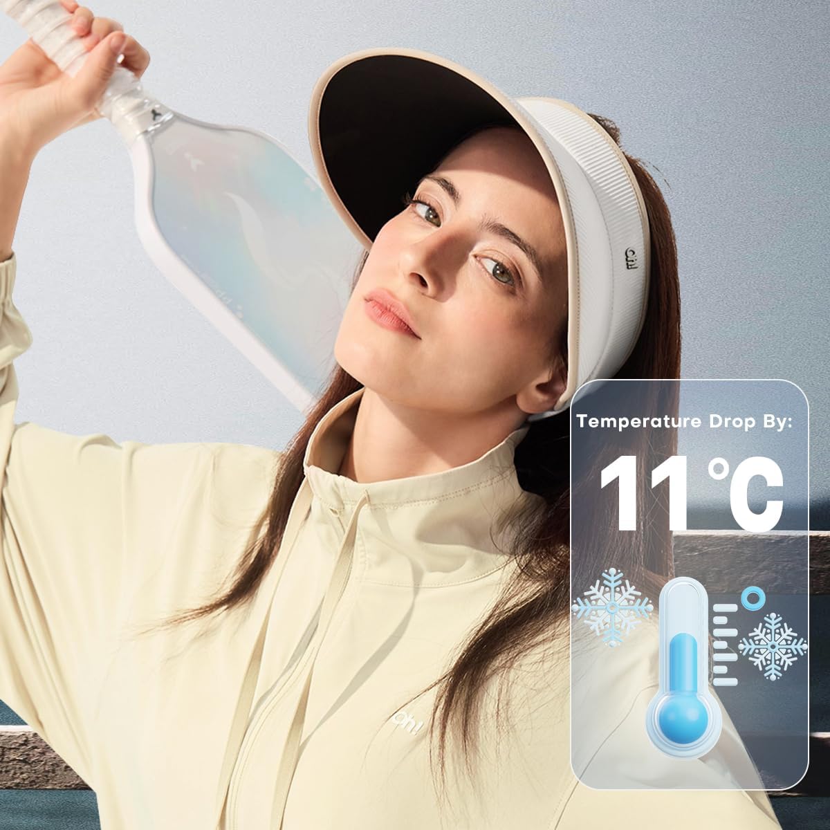 Sun Visor for Women Wide Brim Cooling Sun Hat Ponytail Hat for Golf Beach Outdoor SLH7M219T