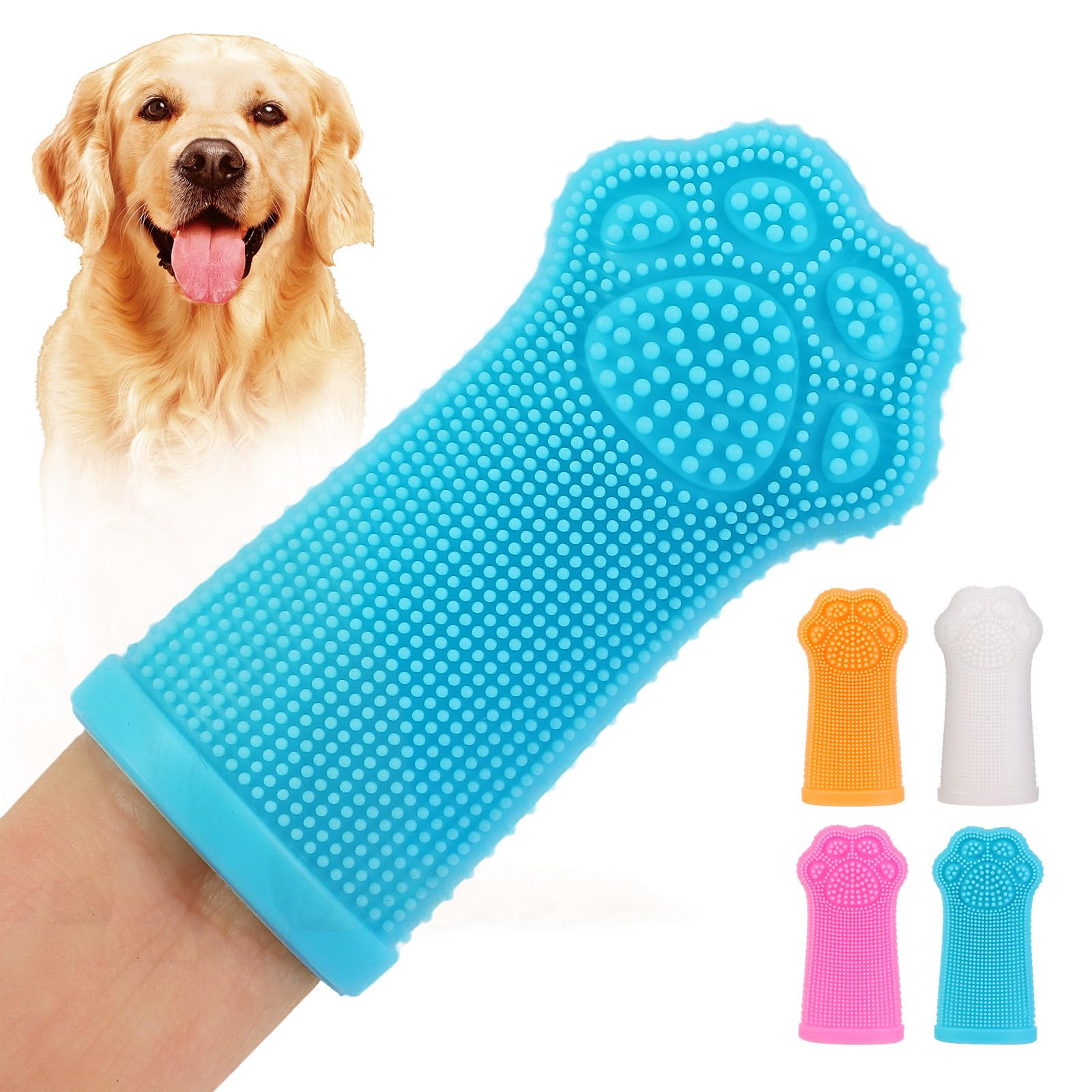 Caxlis 4-Pack Silicone Dog Finger Toothbrush, 360&deg; Dog Tooth Brushing Kit, High-Efficiency Teeth Cleaning, Pet-Friendly Finger Toothbrush, Complimentary Travel Case