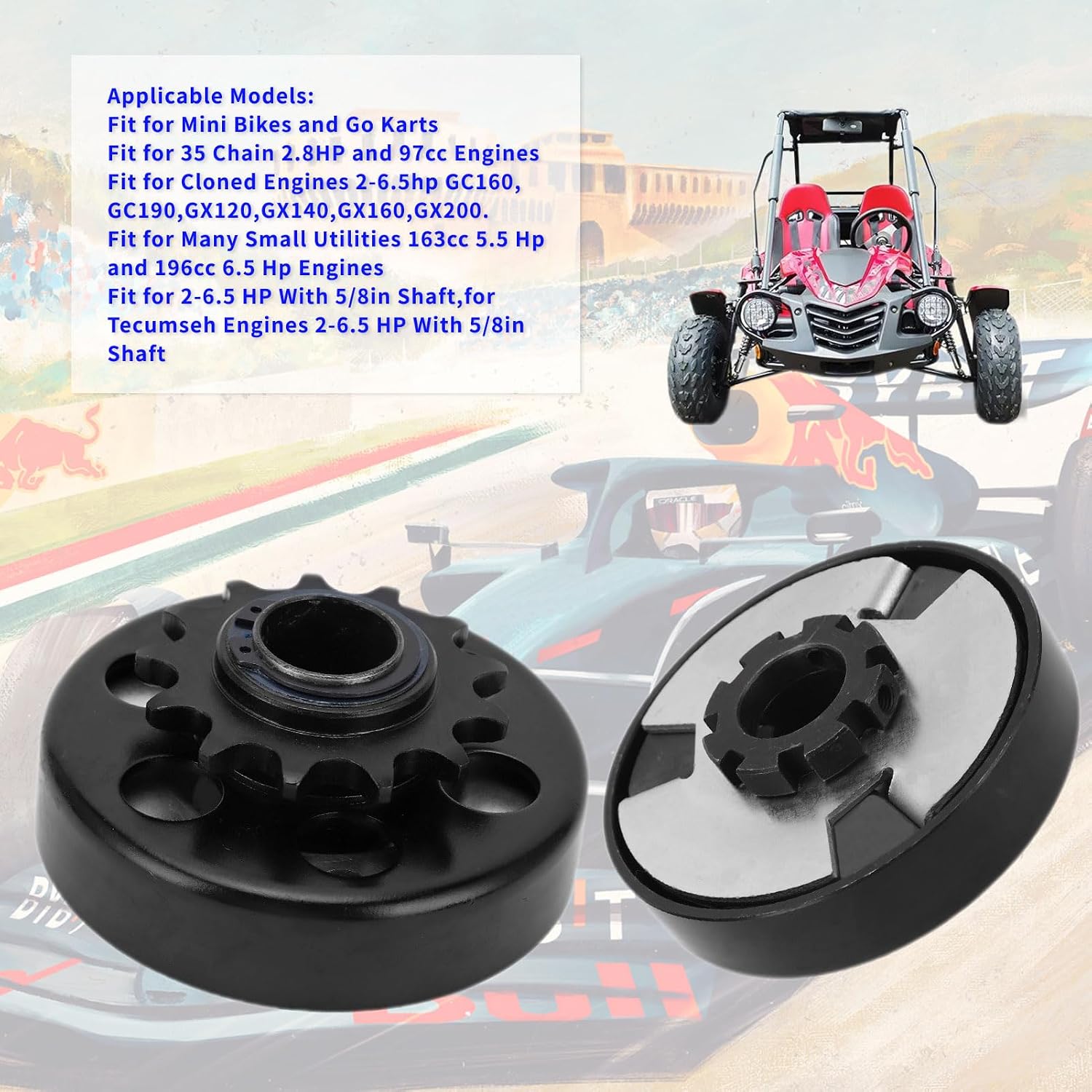 Go Kart Clutch, 13 Tooth 1in Bore 2300 RPM Centrifugal Clutch, Metal Material Bore Centrifugal Clutch for 40 41 420 Chain Mini Bikes Go Karts