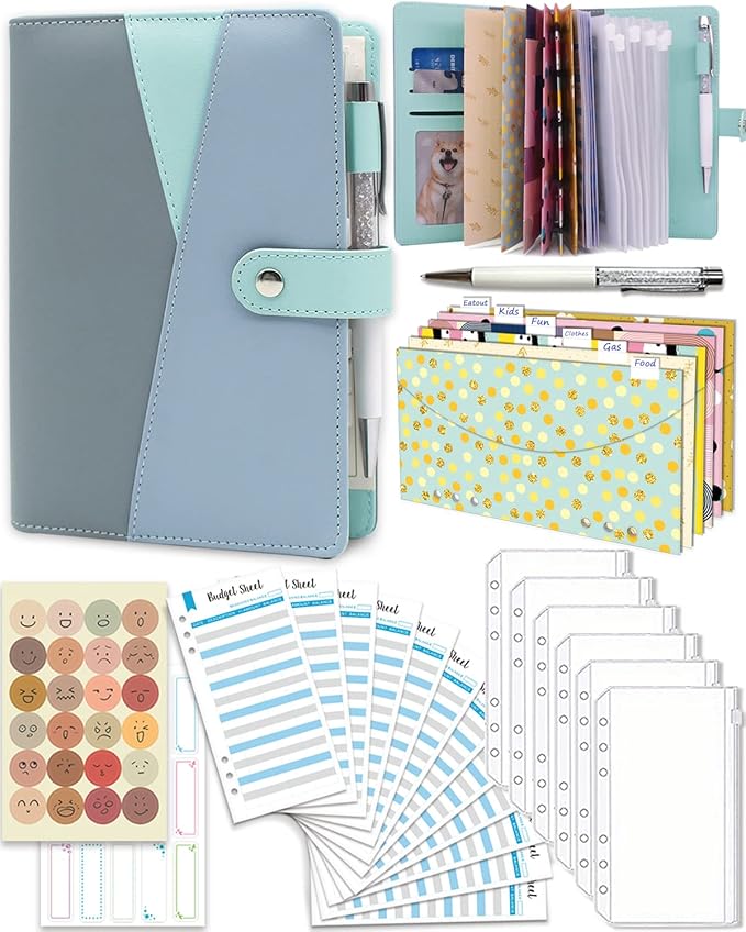 Budget Binder with Zipper Envelopes, Ginmlyda Cash