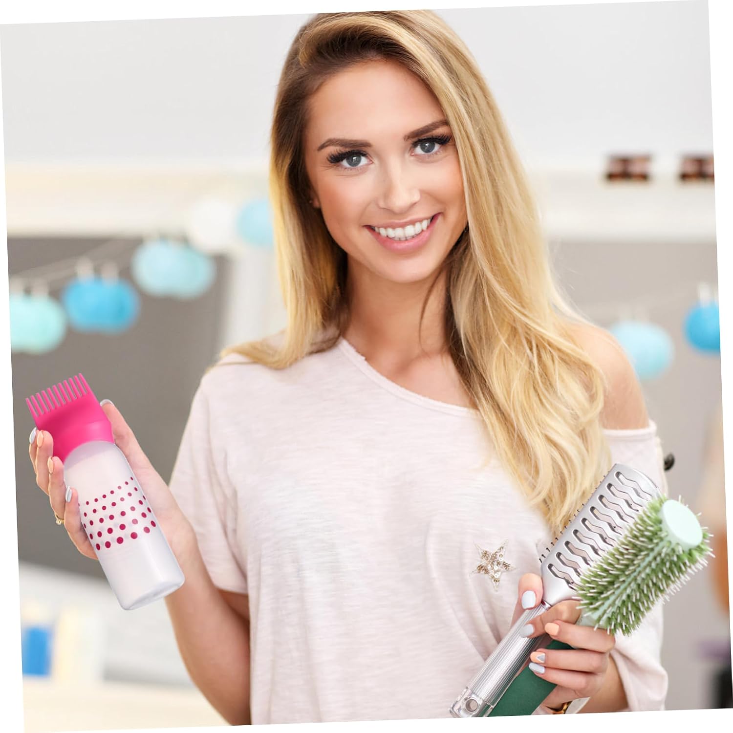 2Pcs Pink Applicator Bottles with Scale Lines for Salon Use