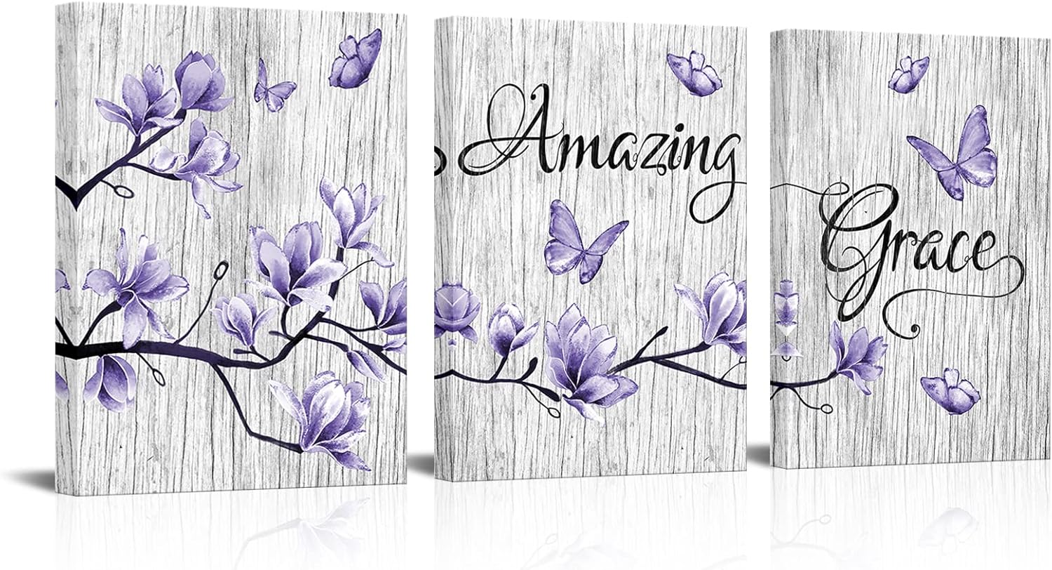 Visual Art Decor Purple Wall Decor Abstract Flowers and