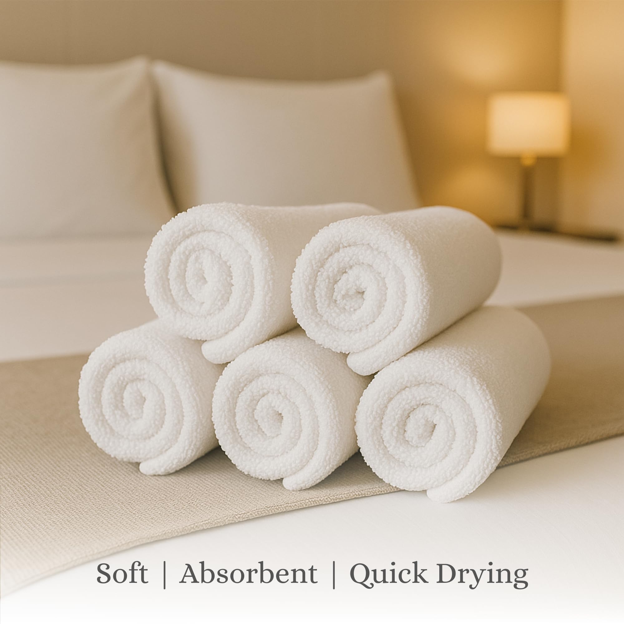Pack 10 Toallitas Blancas 30x30 cm de Algodón Absorbente - Paños Suaves para Rostro y Manos, Secado Rápido, Tamaño Compacto para Lavabo y Baño, Textil Duradero Lavable