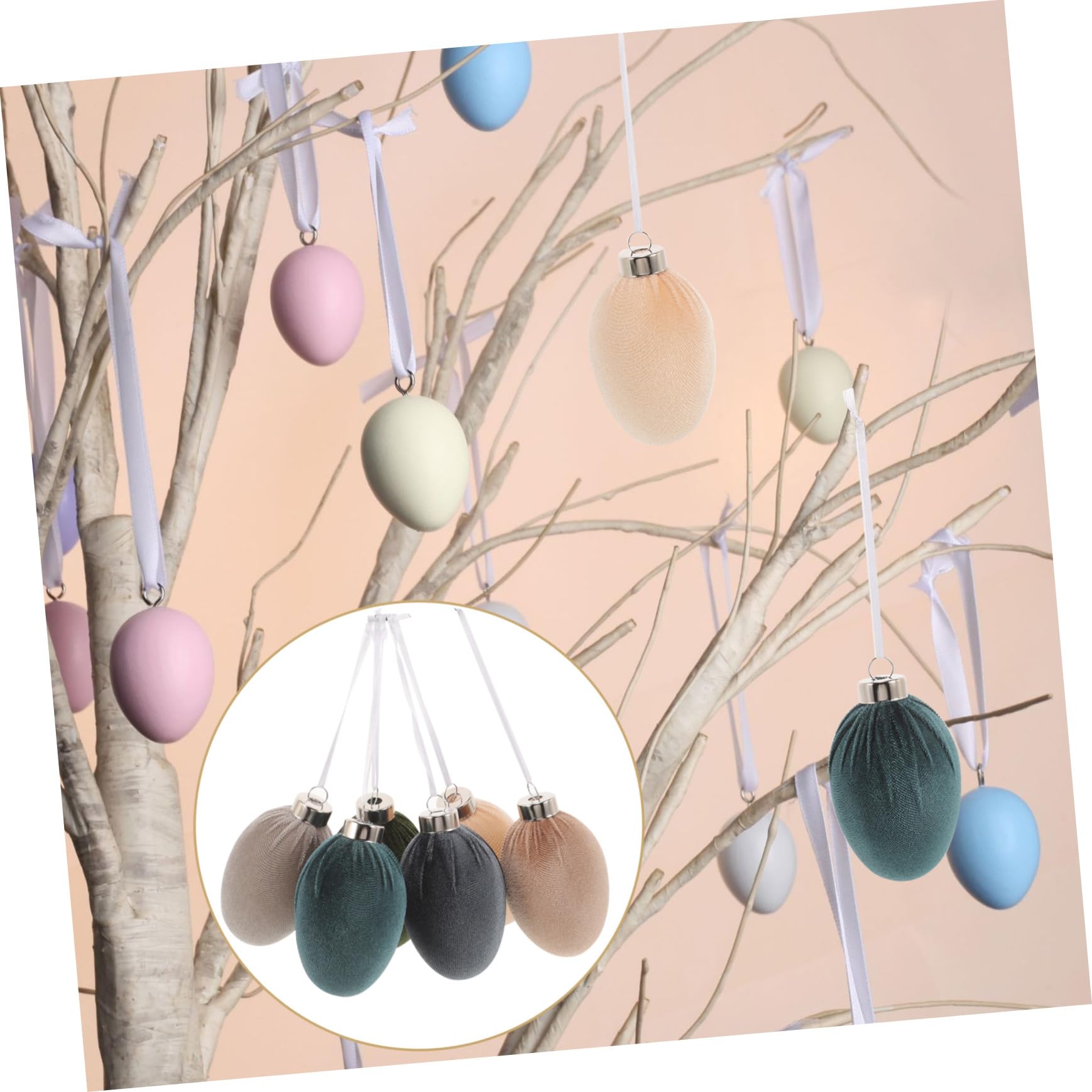 STOBAZA 12 Stück Osterdekoration Samt Ostereier aus Kunststoff zum Aufhängen für Festliche Osterfeier und Elegante Frühlingsdekoration
