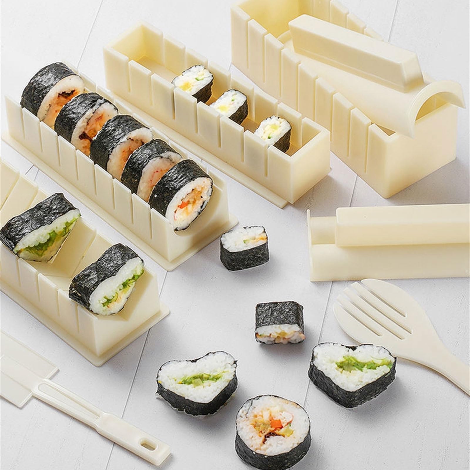 YEELIKE Sushi Maker Set, Sushi Roller Bazooka DIY Mit Gemüse Fleisch Walzwerkzeug Küchenzubehör